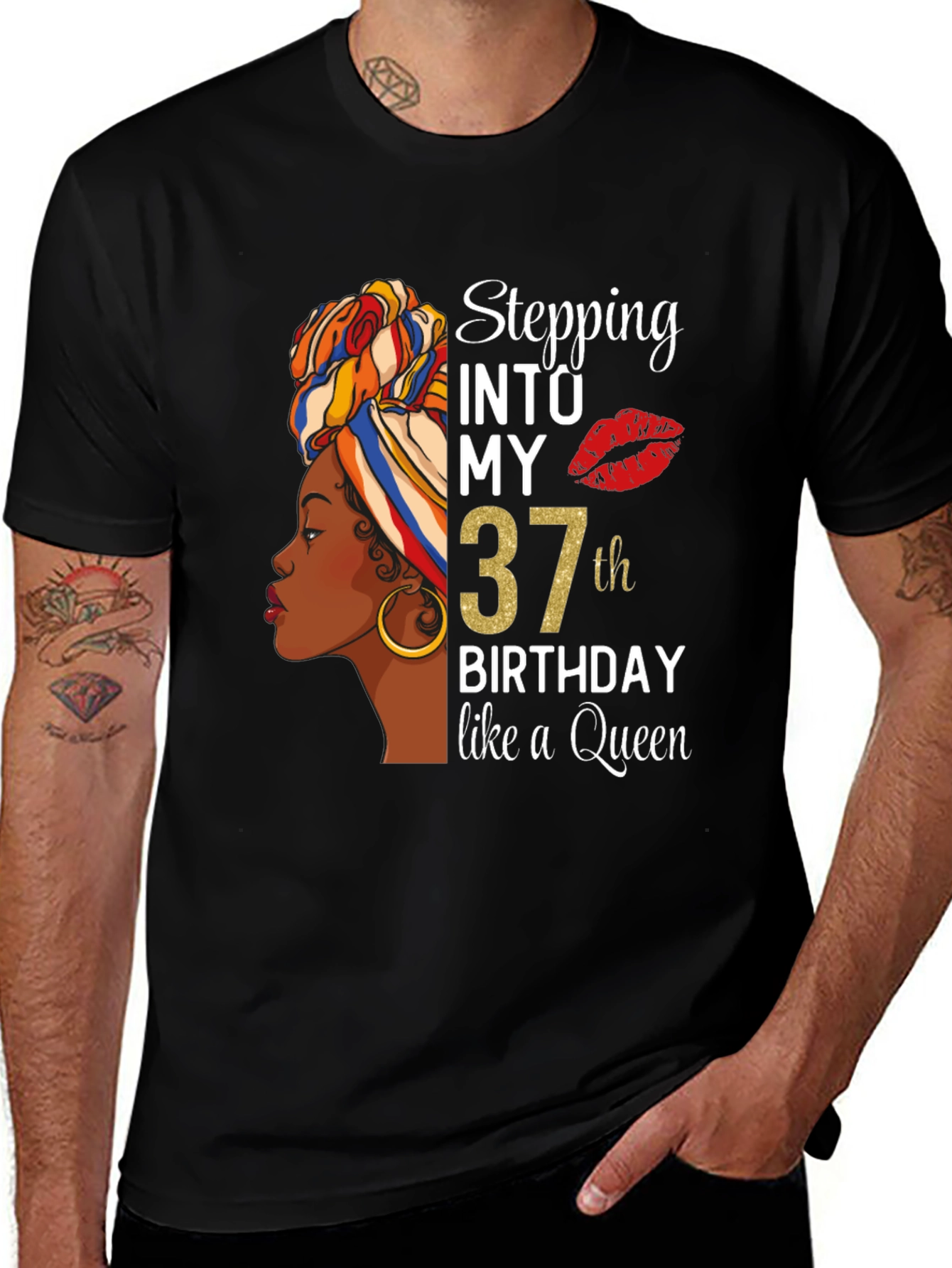 Stepping Into My 37th Birthday Like a Queen T-Shirt