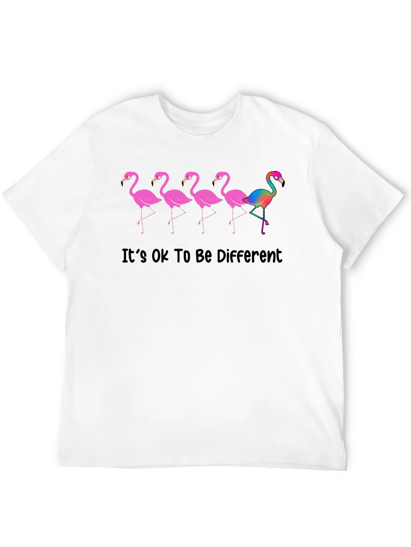 Be Different Flamingo Graphic Tee - Black Cotton