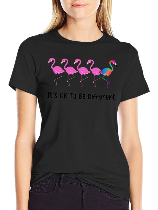Be Different Flamingo Graphic Tee - Black Cotton