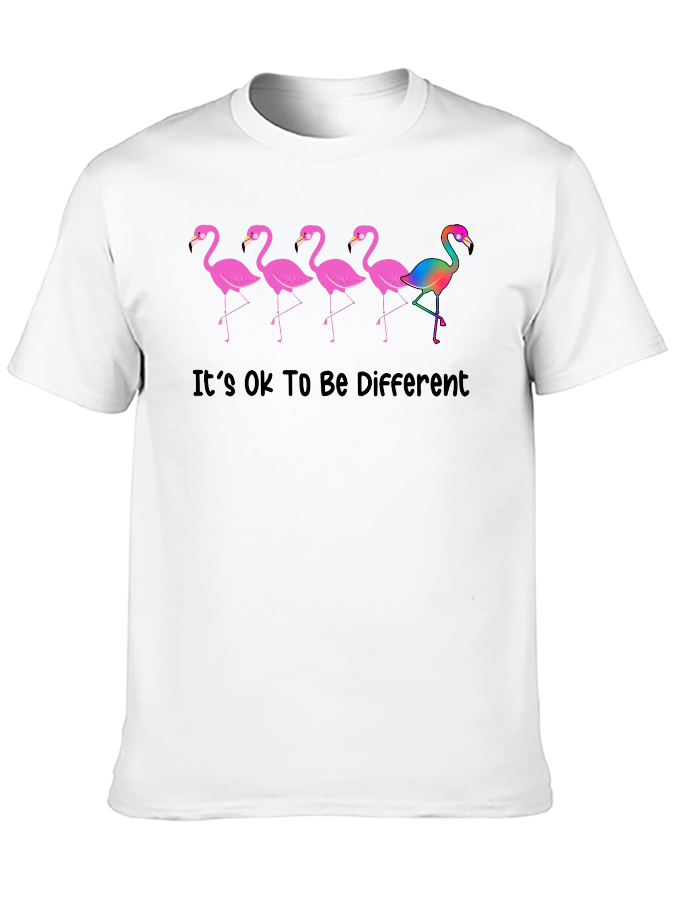 Be Different Flamingo Graphic Tee - Black Cotton