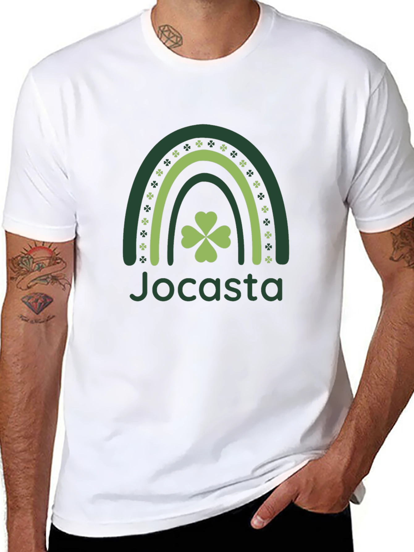 Jocasta St. Patricks Day Rainbow Clover T-Shirt