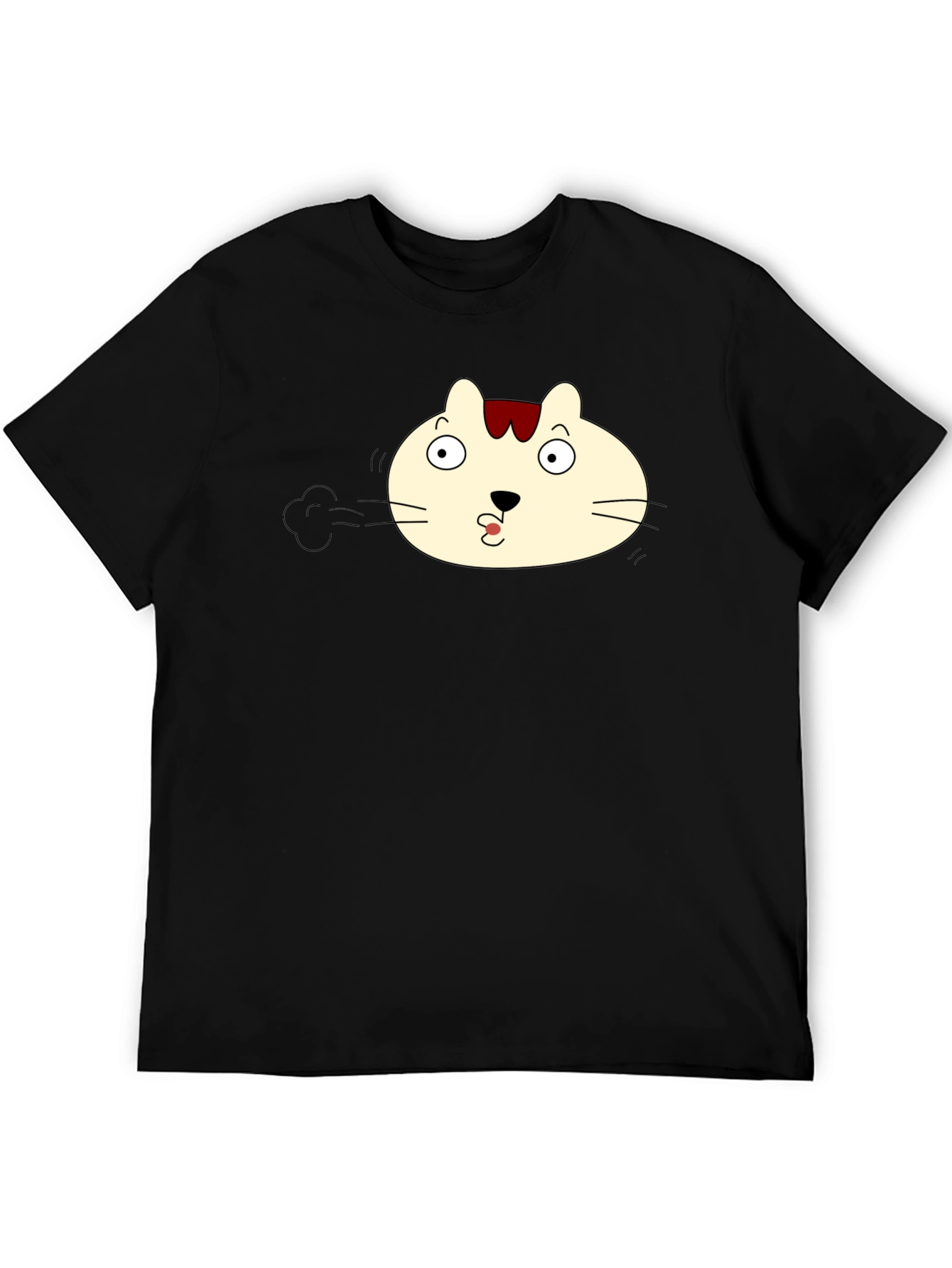Funny Cat Face Black T-Shirt
