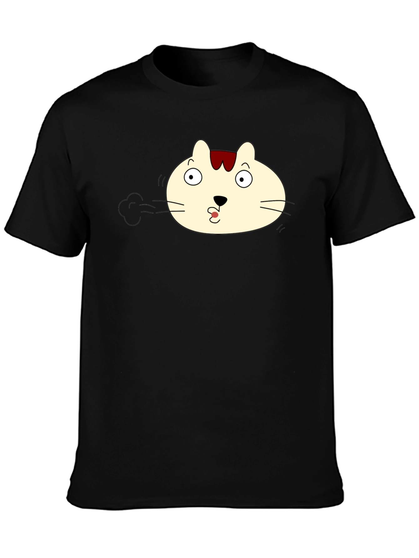 Funny Cat Face Black T-Shirt