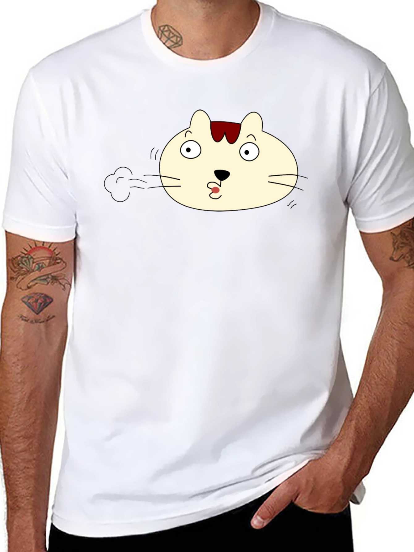 Funny Cat Face Black T-Shirt