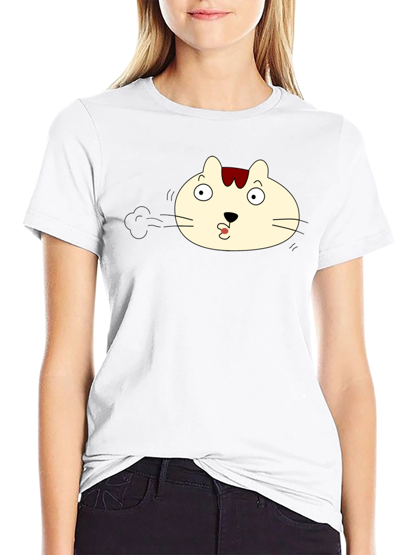 Funny Cat Face Black T-Shirt
