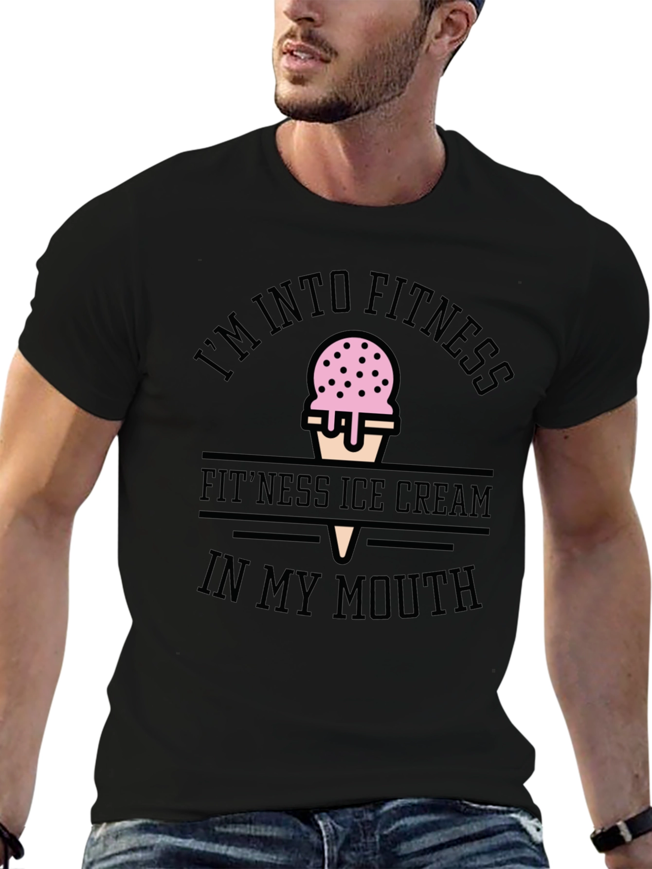 Fitness Ice Cream Black T-Shirt