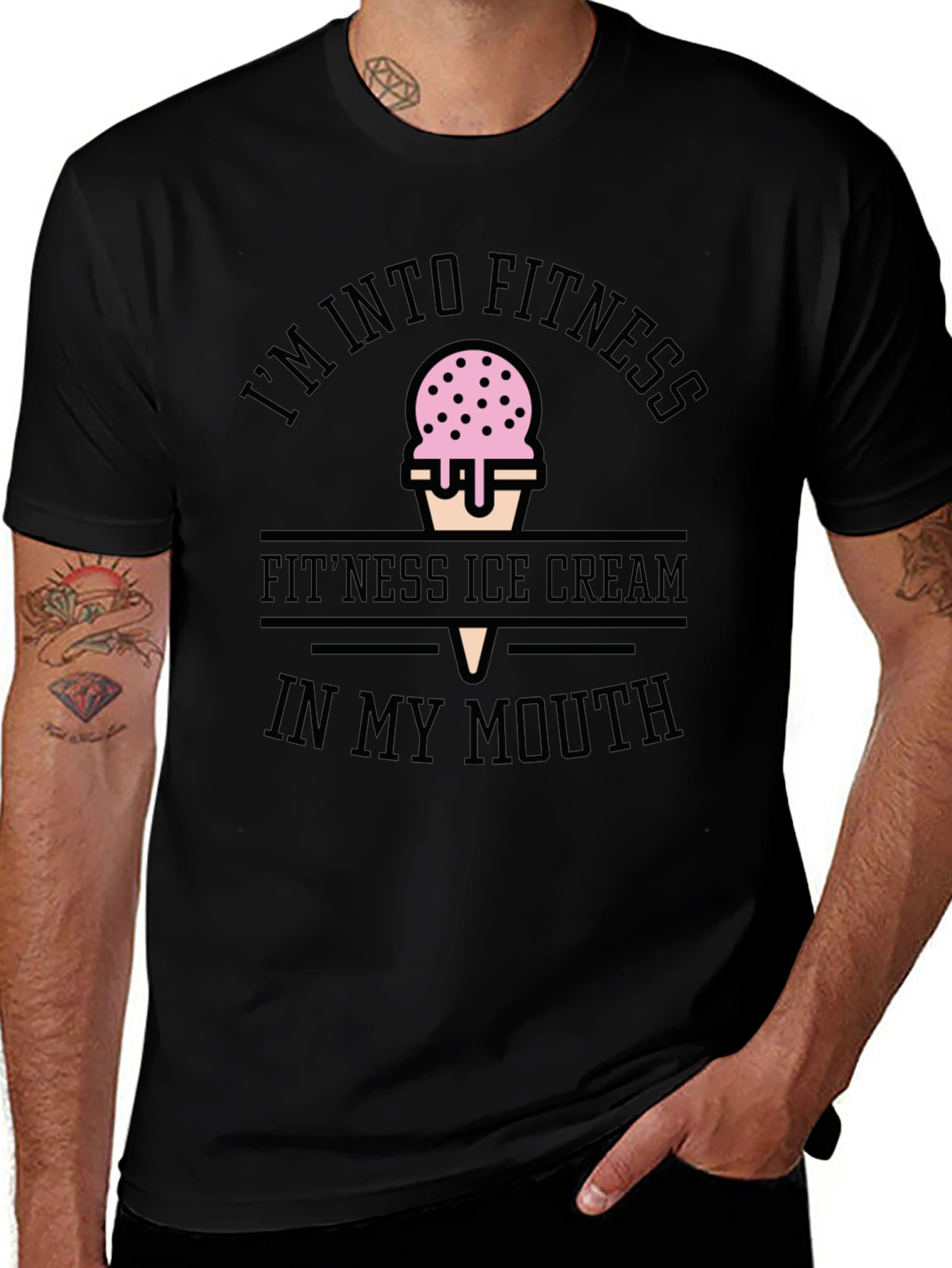 Fitness Ice Cream Black T-Shirt