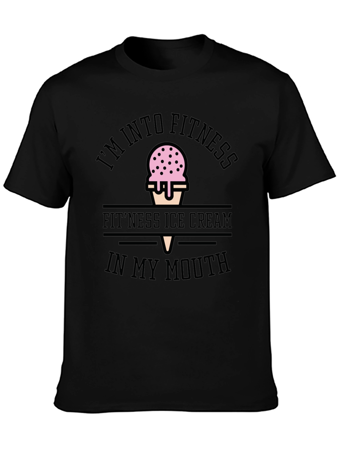 Fitness Ice Cream Black T-Shirt
