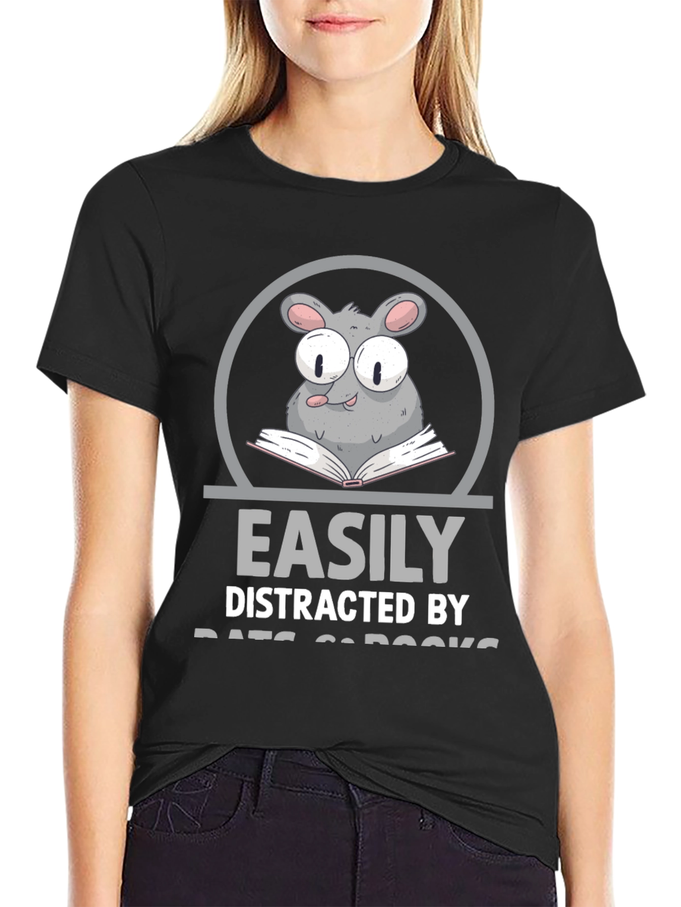 Easily Distracted By Rats and Books Graphic T-Shirt