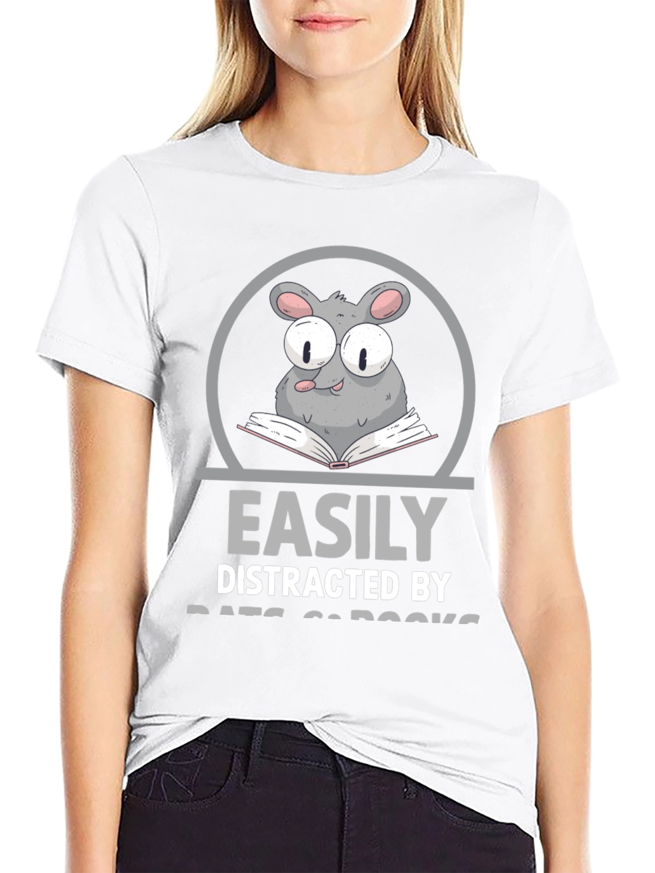 Easily Distracted By Rats and Books Graphic T-Shirt