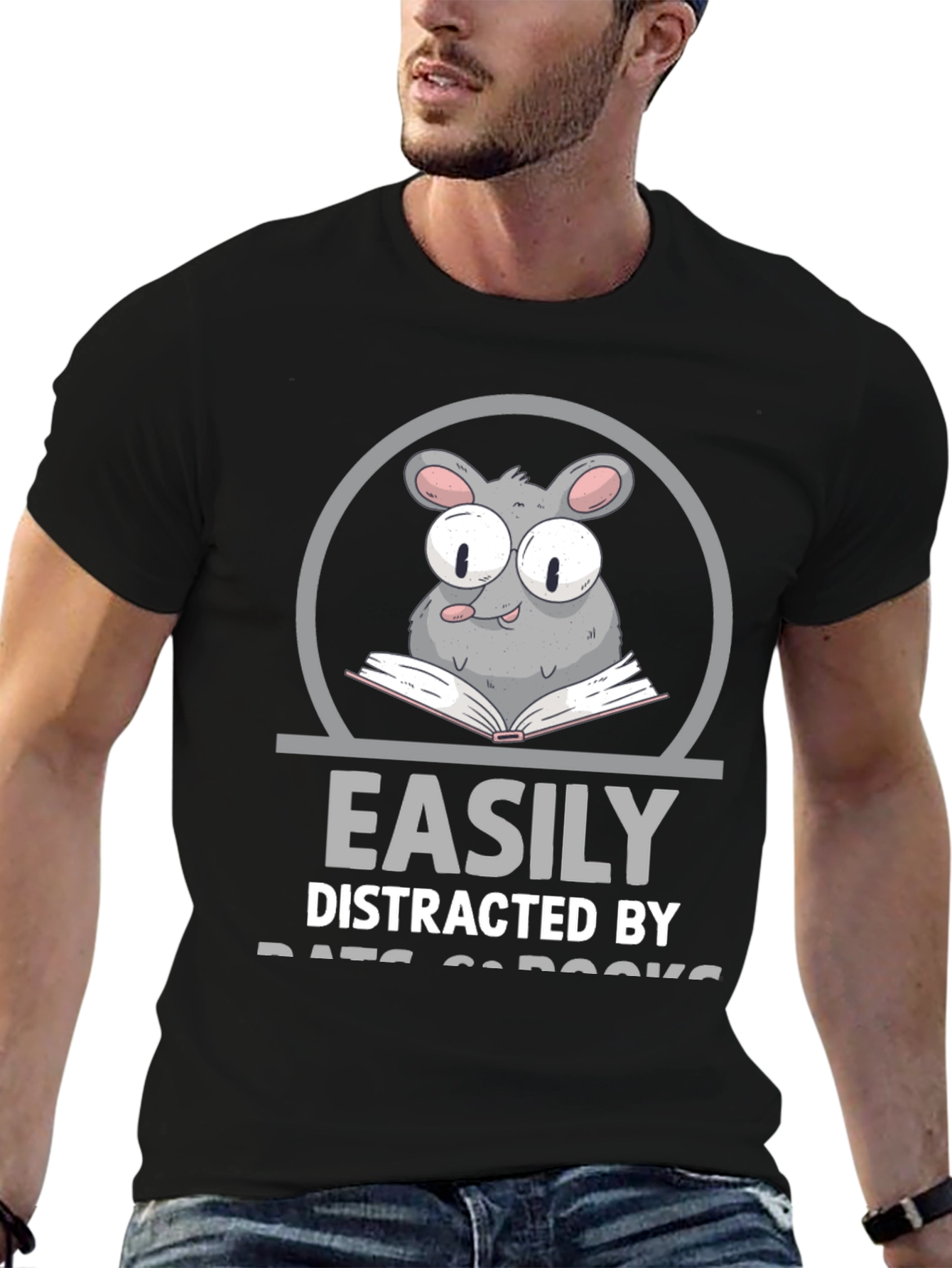 Easily Distracted By Rats and Books Graphic T-Shirt
