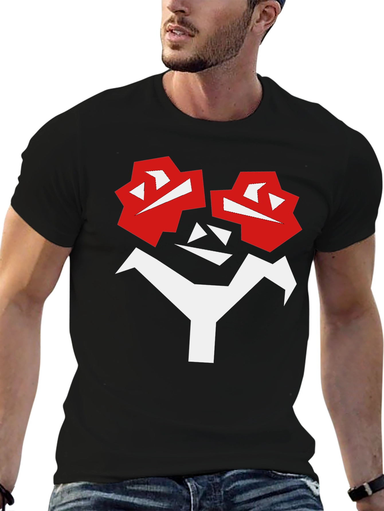 Abstract Face Graphic T-Shirt - Bold Black Tee