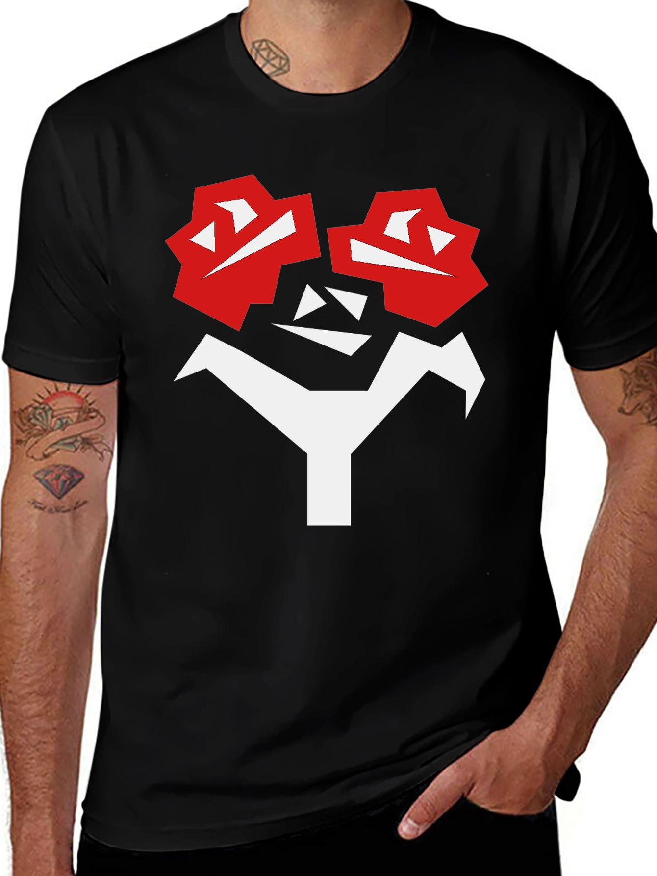 Abstract Face Graphic T-Shirt - Bold Black Tee