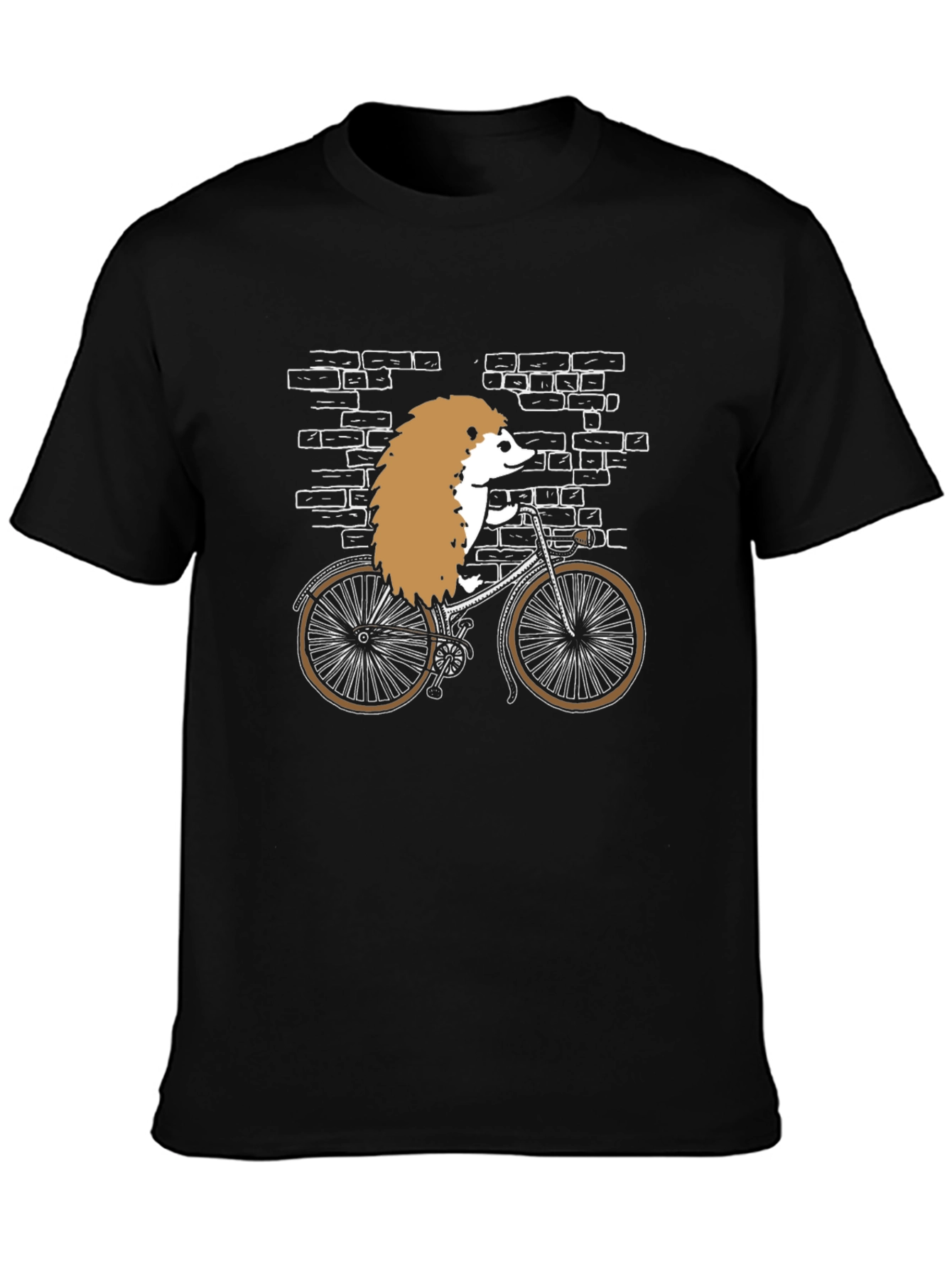 Hedgehog on Bike Graphic T-Shirt - Black