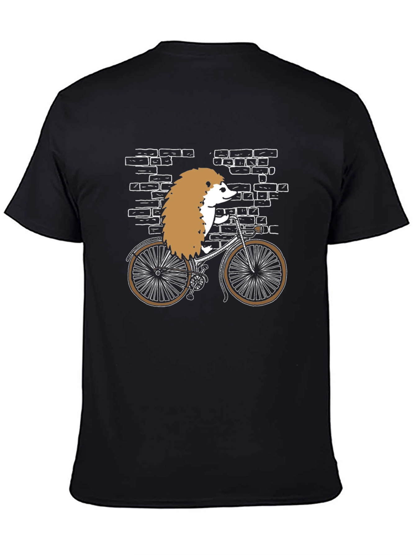 Hedgehog on Bike Graphic T-Shirt - Black