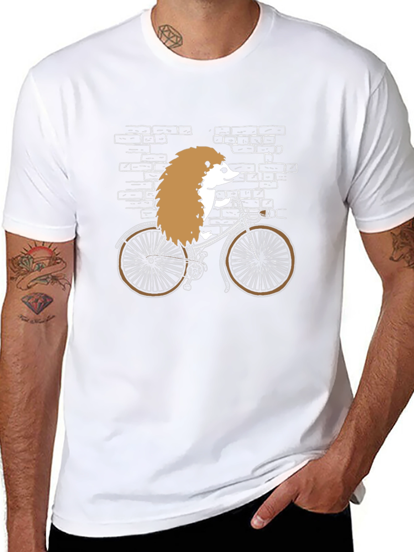 Hedgehog on Bike Graphic T-Shirt - Black