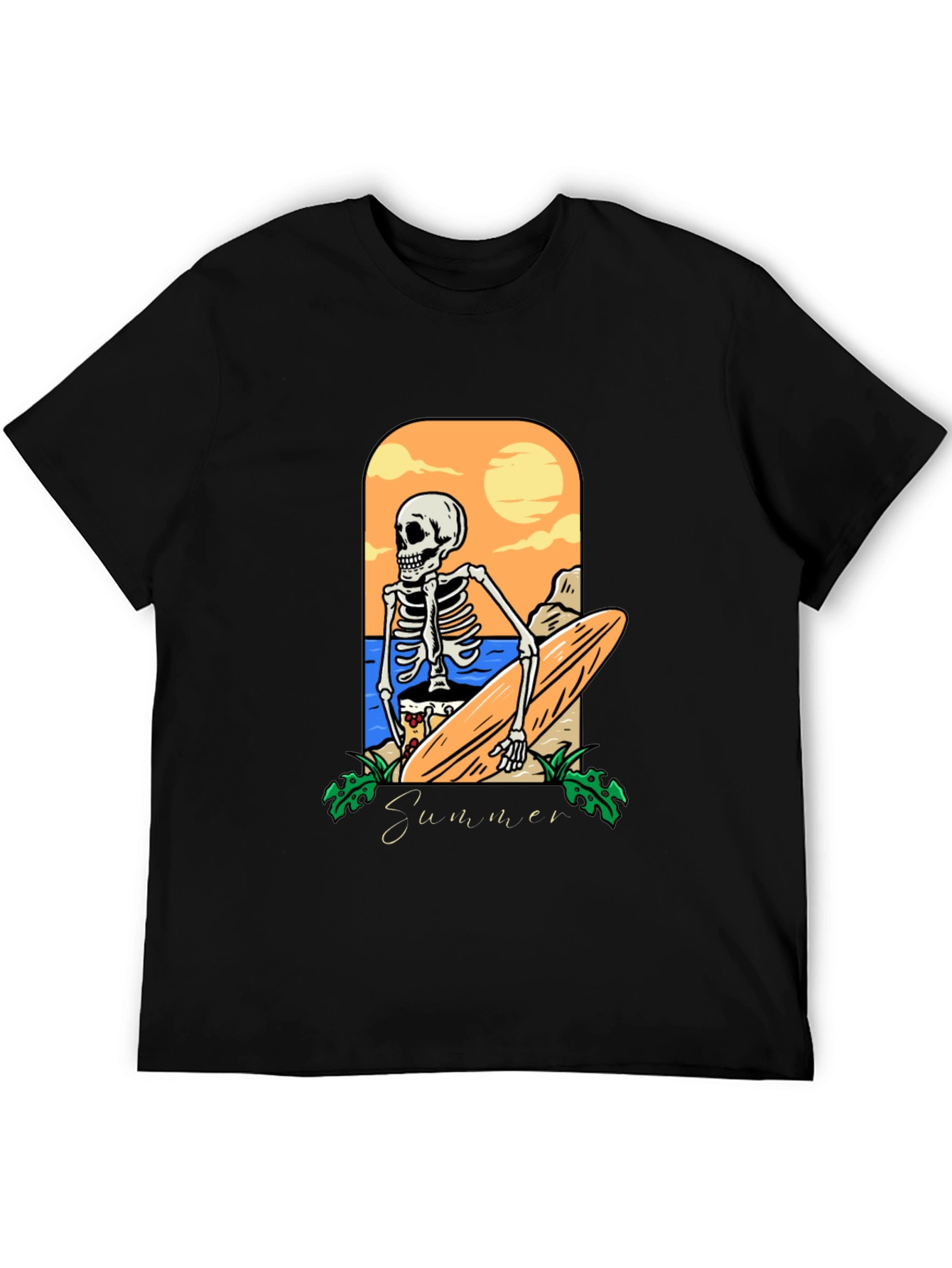 Summer Skeleton Surfboard Graphic Tee