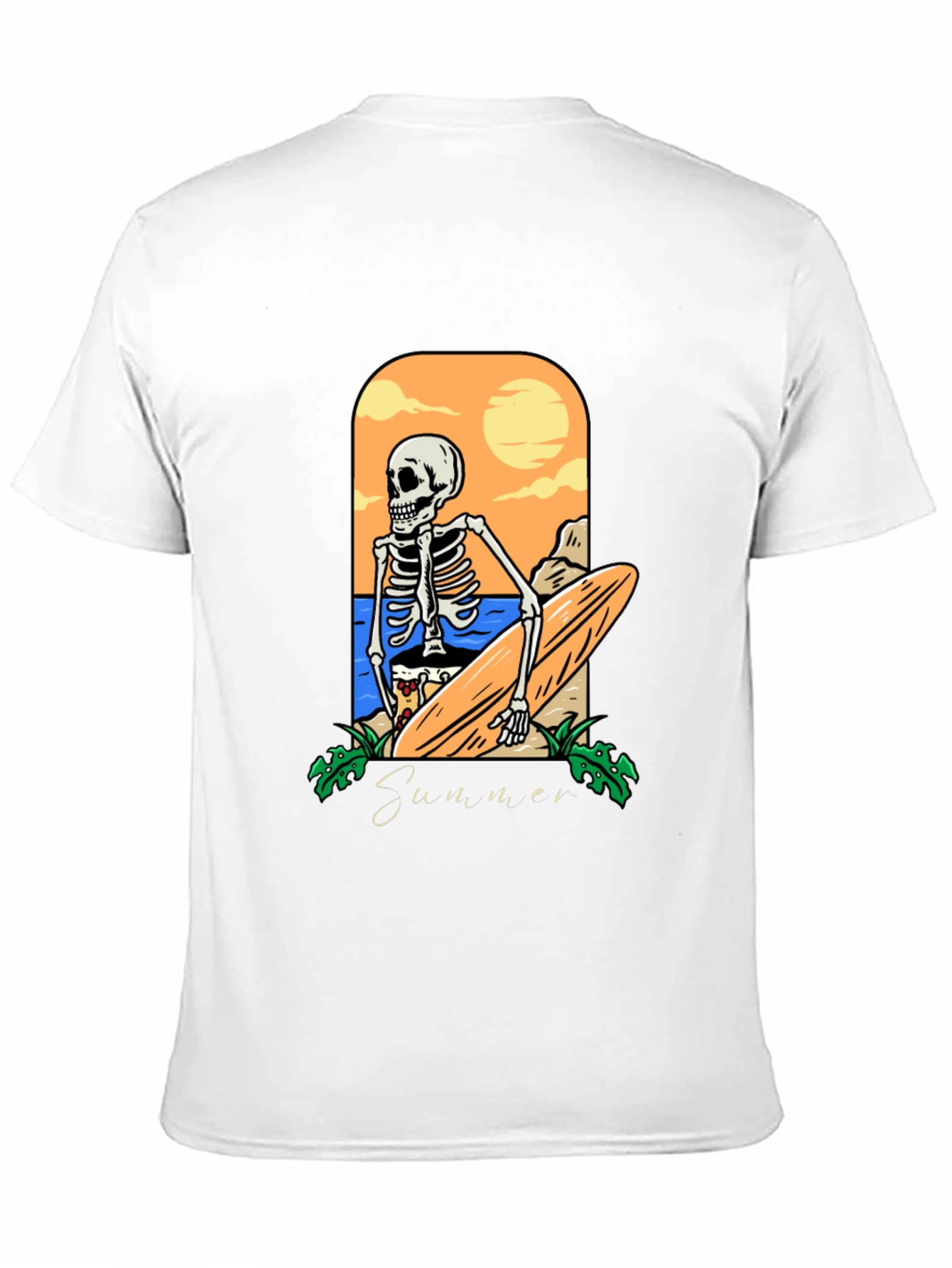 Summer Skeleton Surfboard Graphic Tee