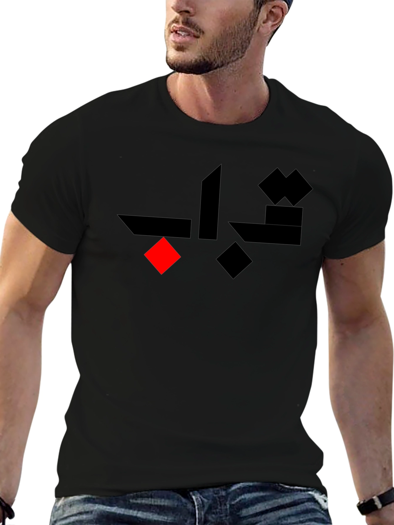Mens Stylish Black T-Shirt with Graphic Design