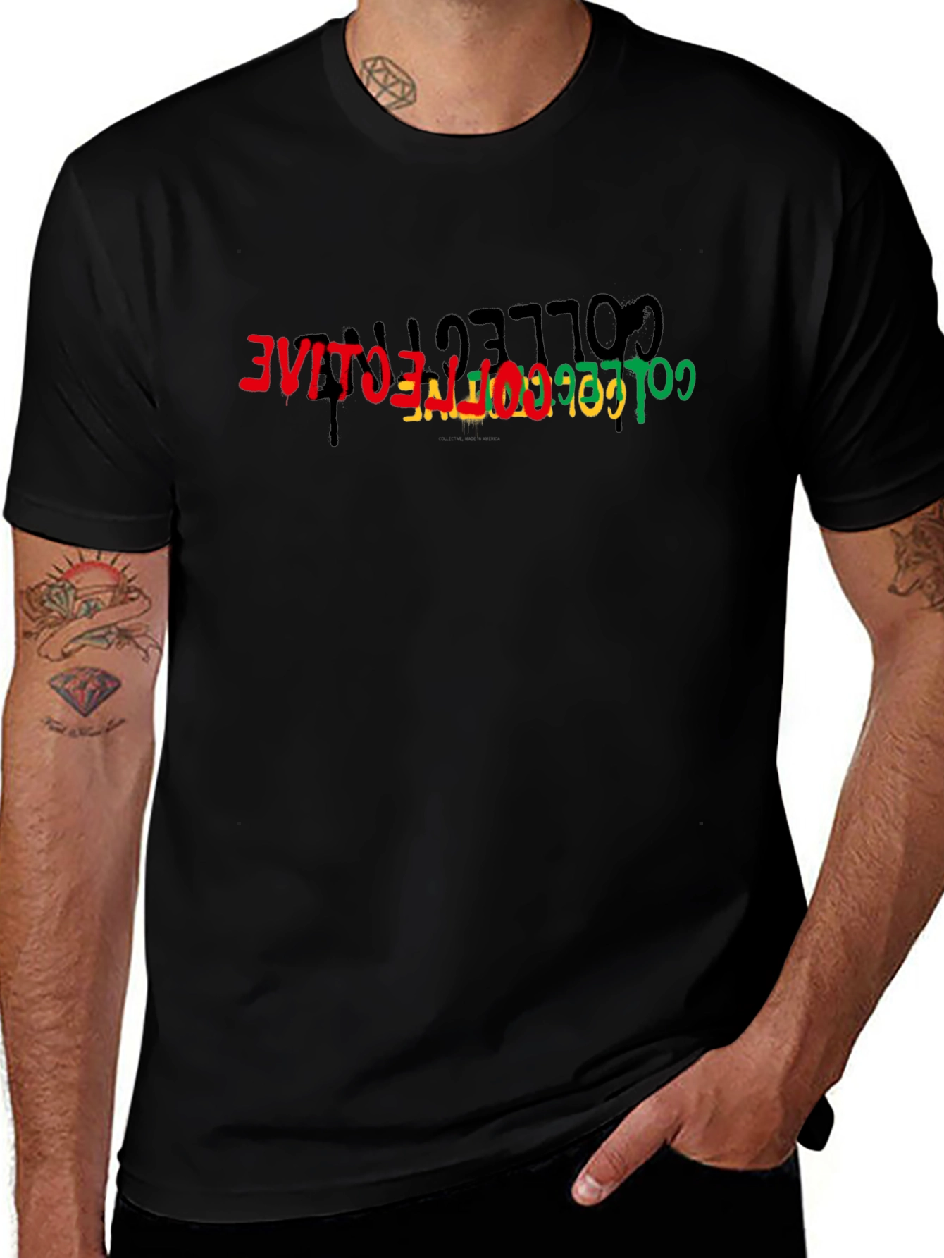 Collective T-Shirt - Black Cotton Tee with Graphic Print