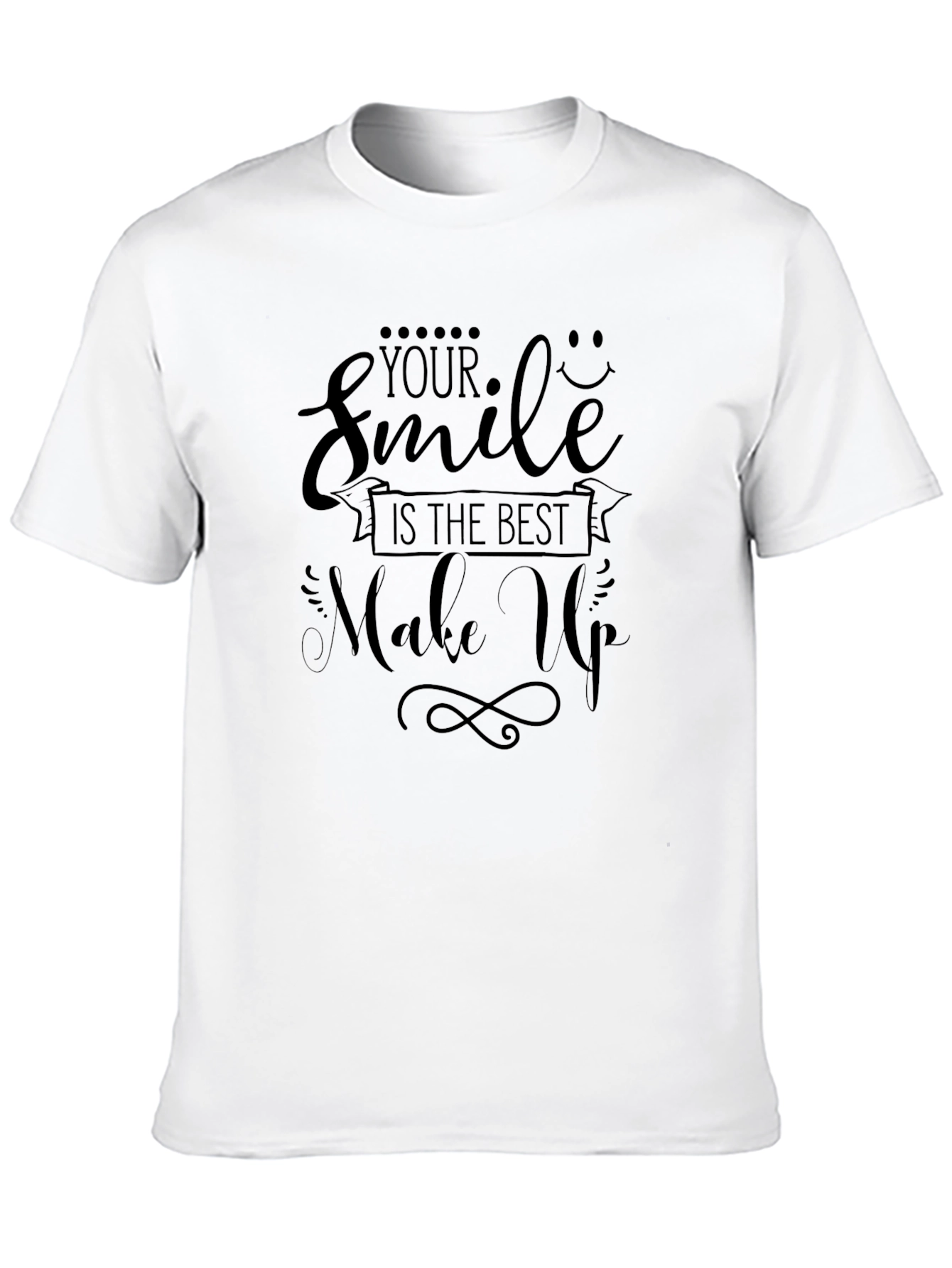 Smile Makeup Graphic T-Shirt - Stylish Crew Neck Tee