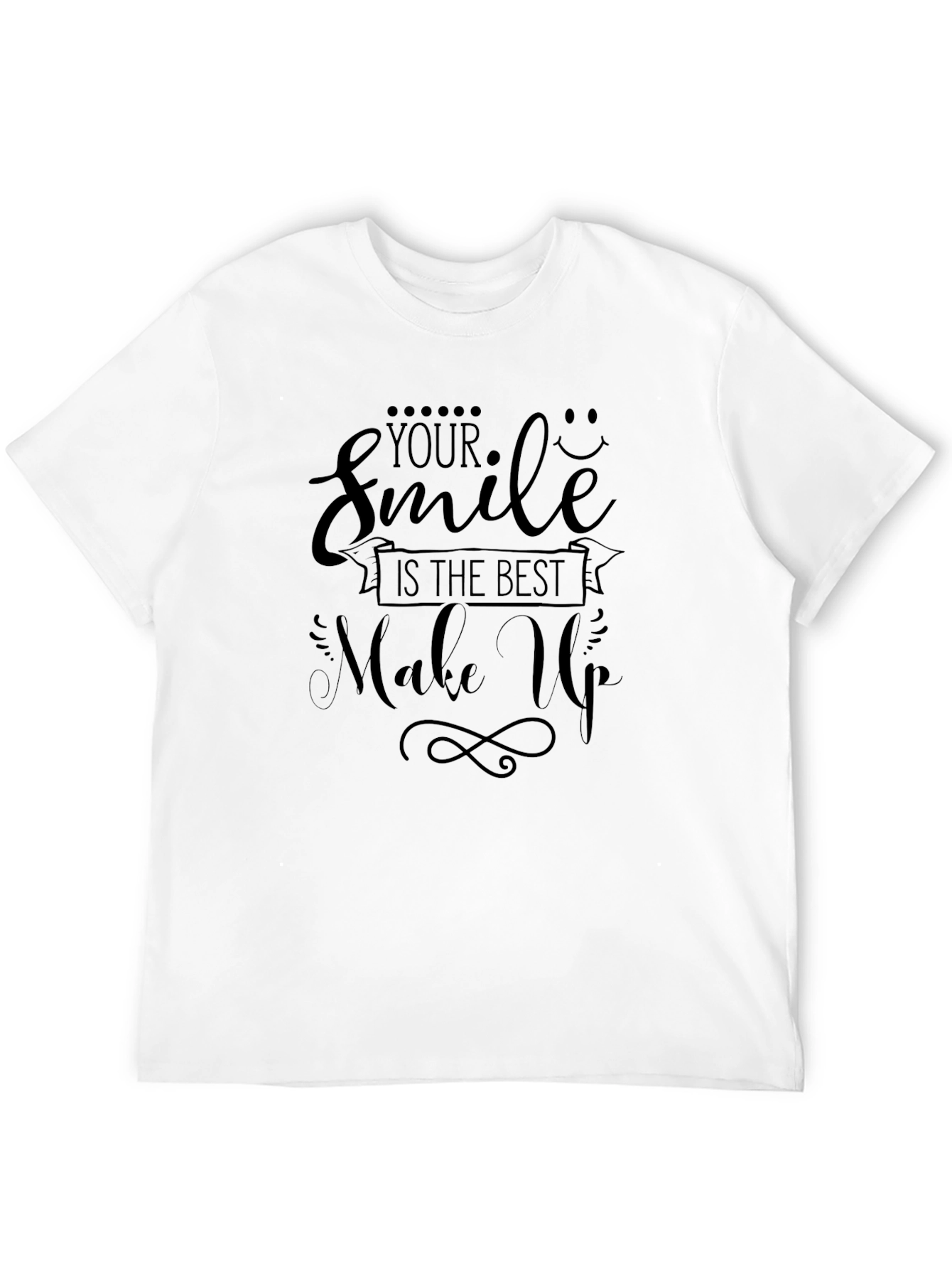Smile Makeup Graphic T-Shirt - Stylish Crew Neck Tee