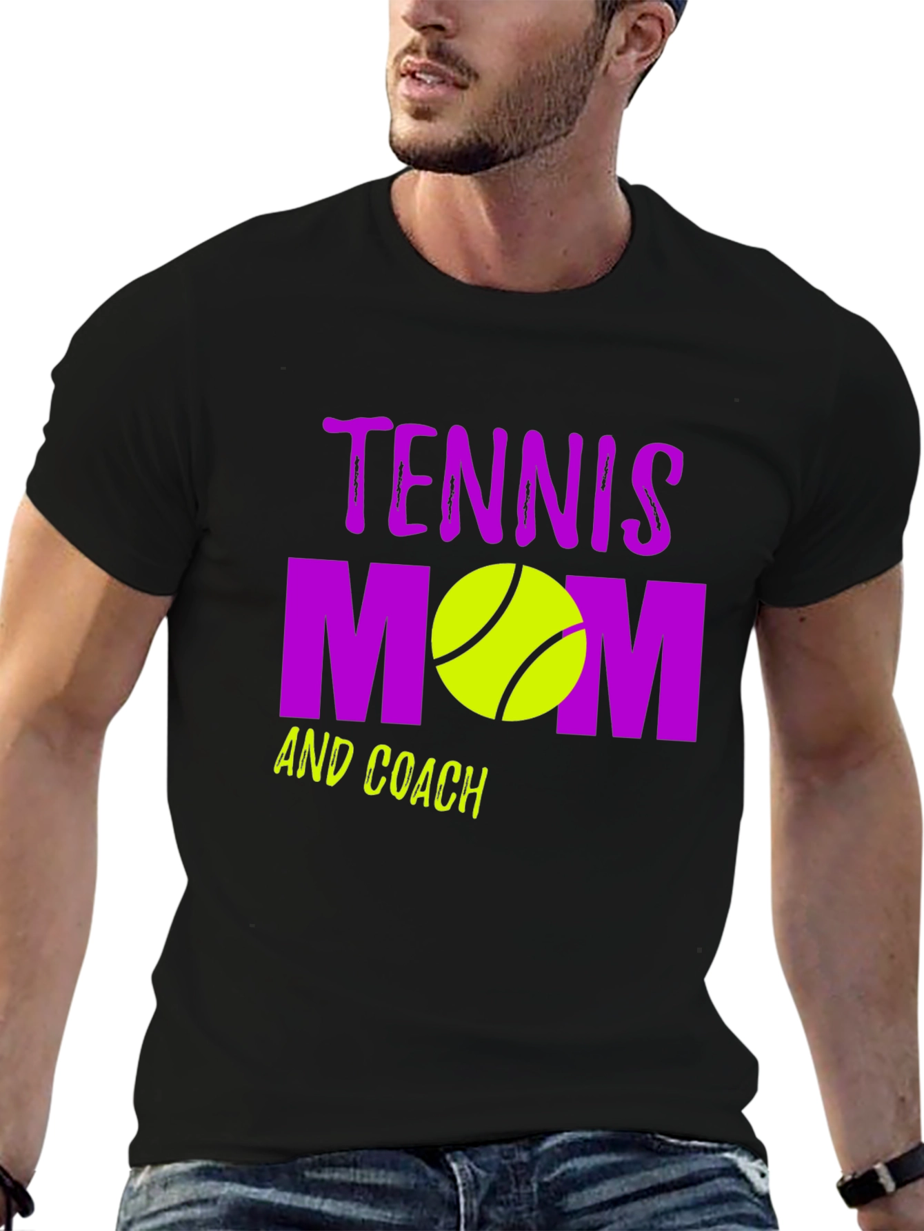 Tennis Mom and Coach Black Graphic T-Shirt