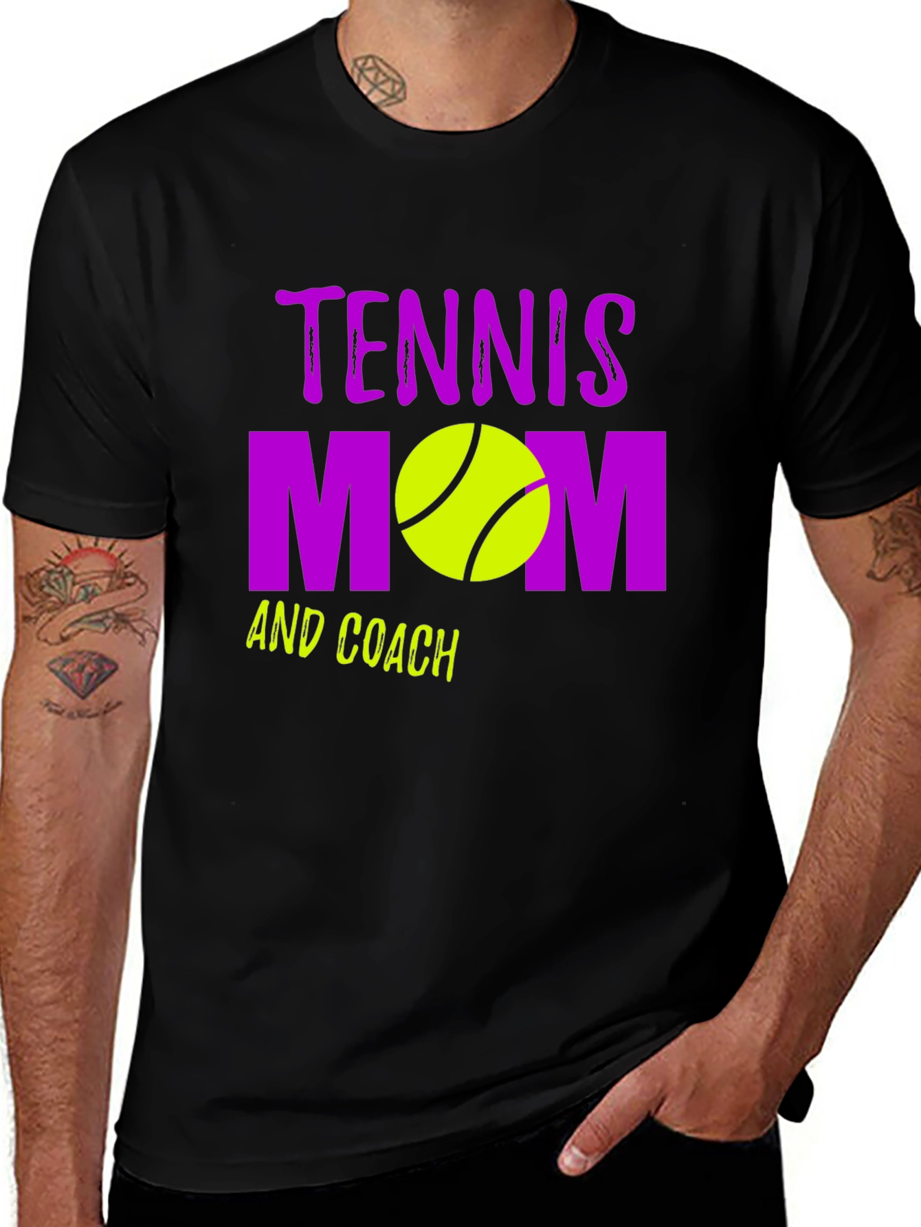 Tennis Mom and Coach Black Graphic T-Shirt