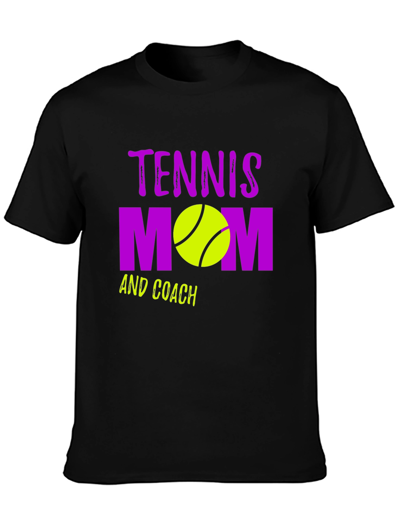 Tennis Mom and Coach Black Graphic T-Shirt