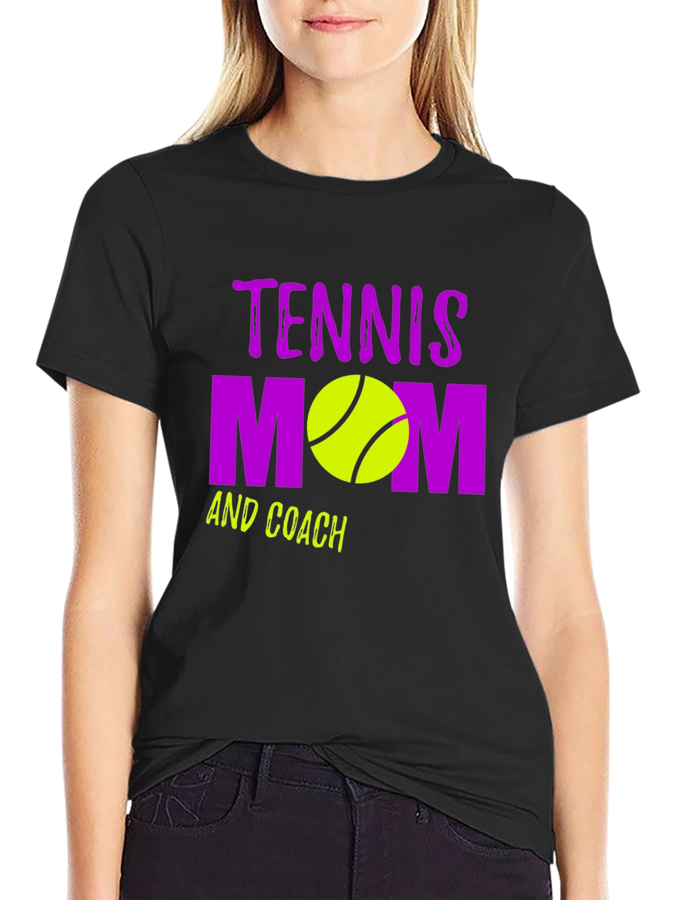 Tennis Mom and Coach Black Graphic T-Shirt