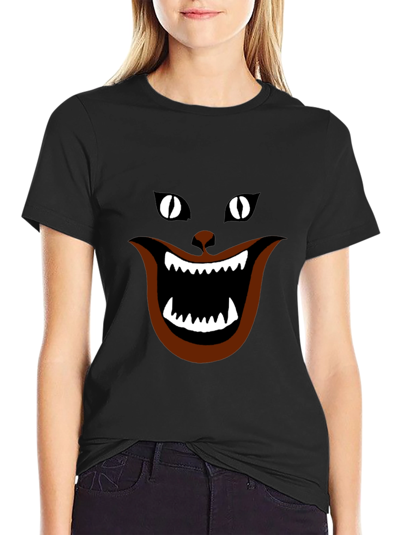 Funny Black Cat T-Shirt - Cheshire Grin