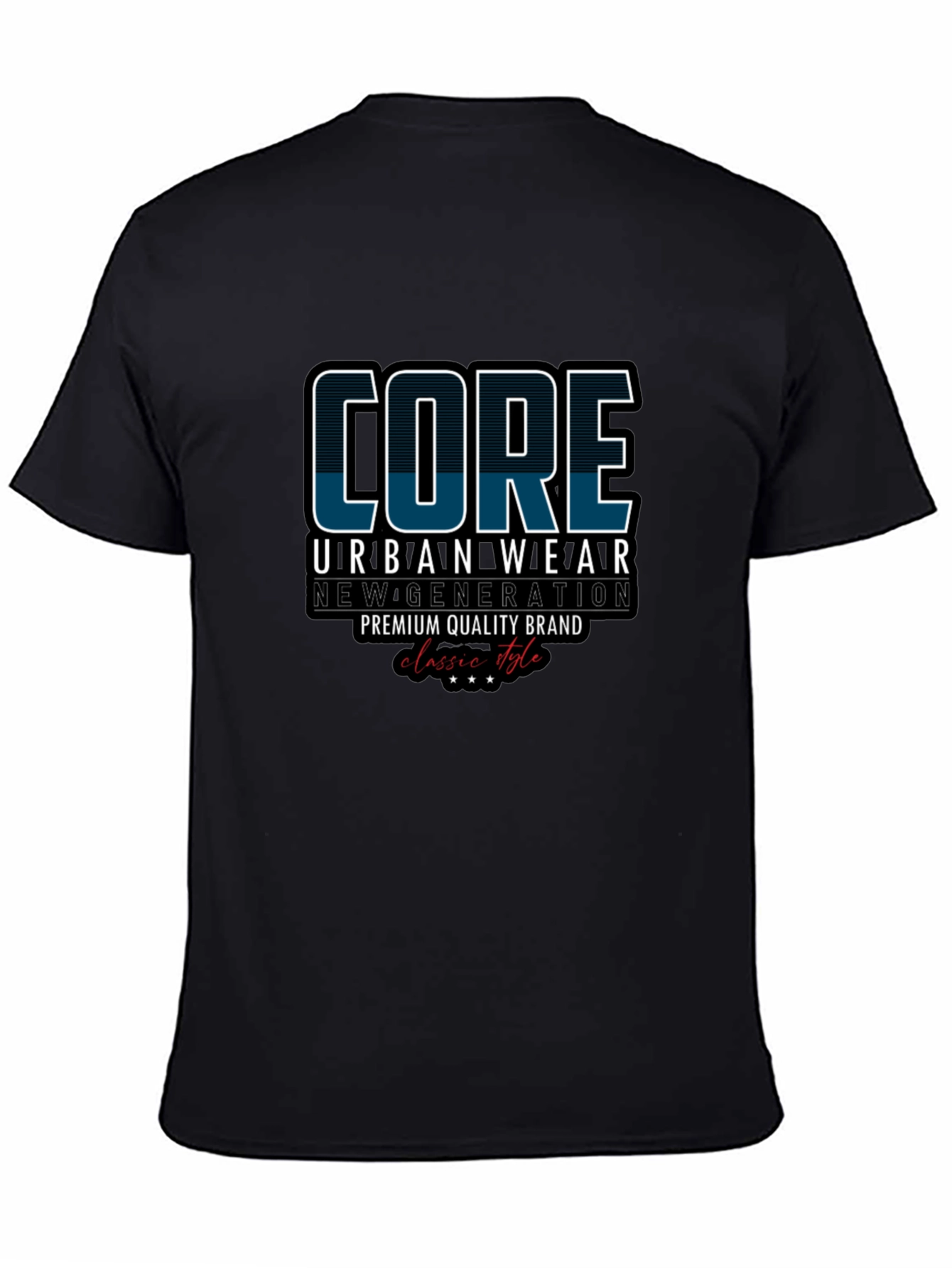 Core Urban Wear Black Graphic T-Shirt