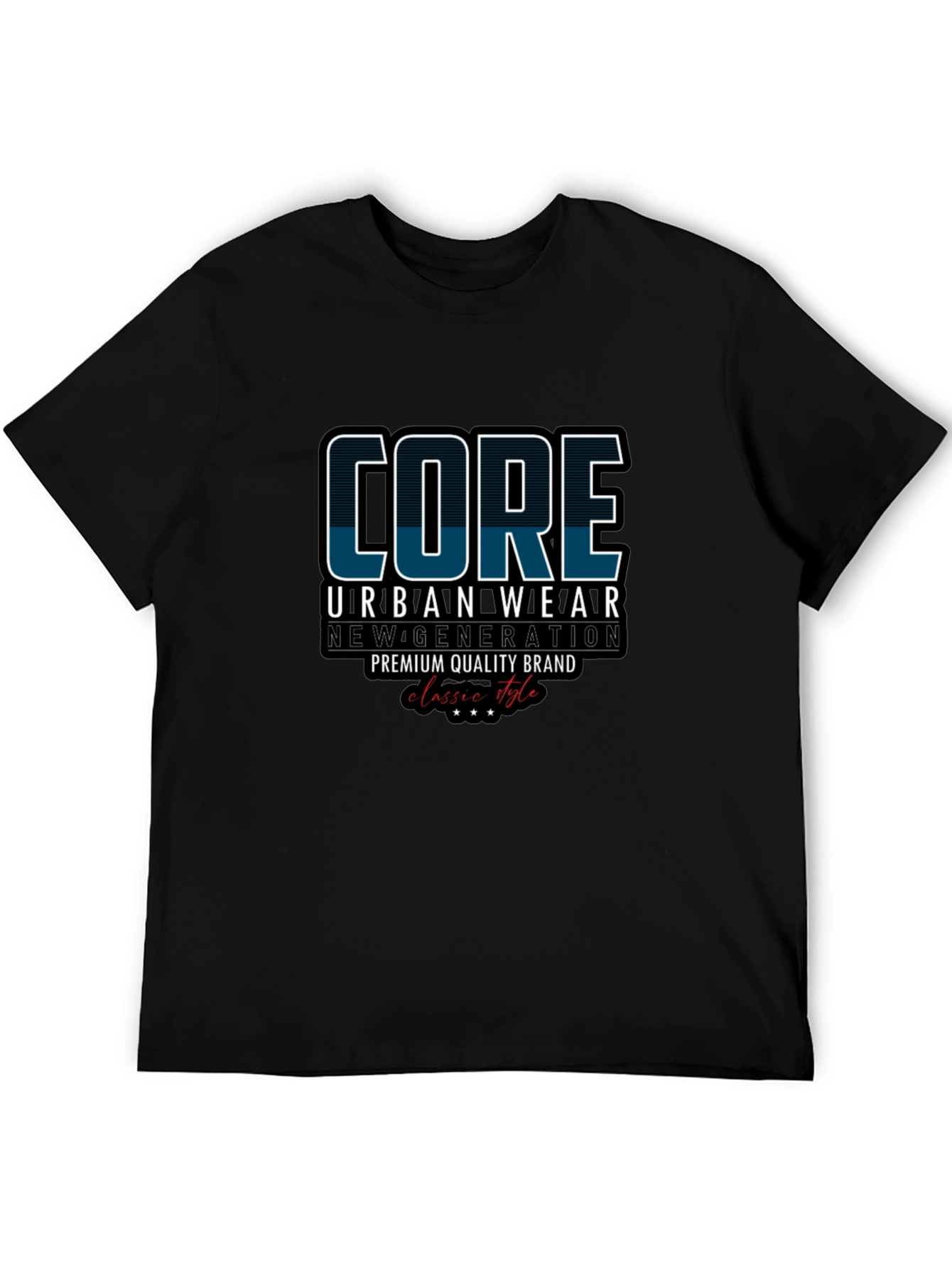 Core Urban Wear Black Graphic T-Shirt