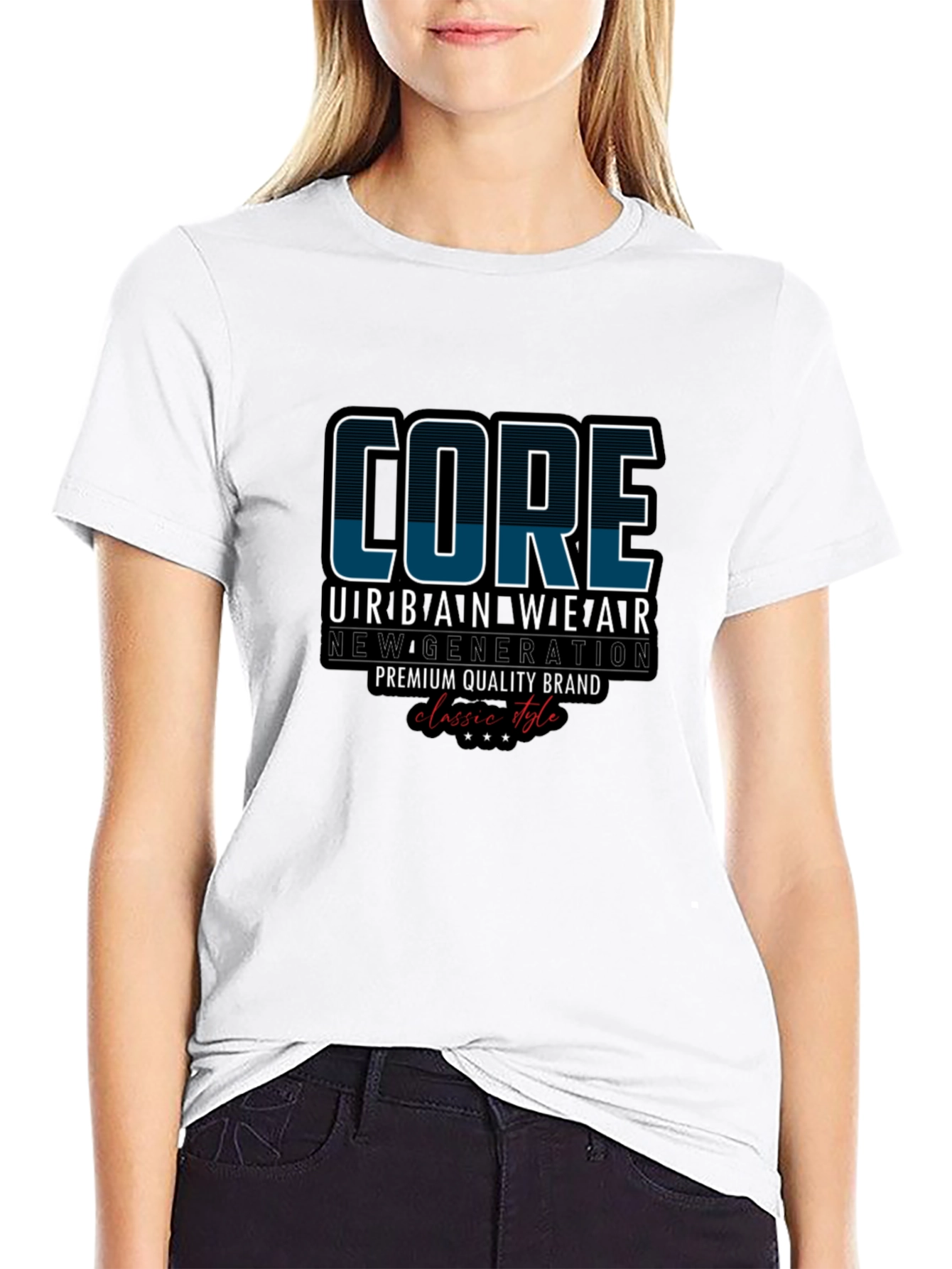 Core Urban Wear Black Graphic T-Shirt