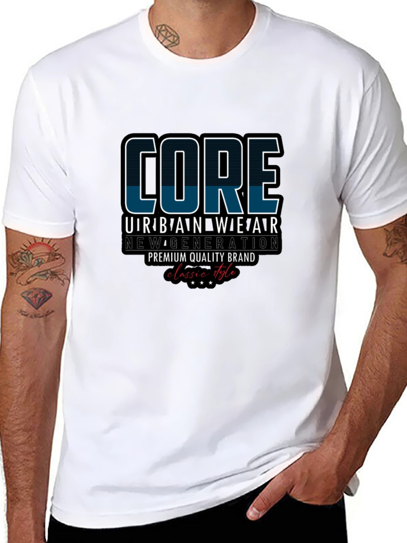 Core Urban Wear Black Graphic T-Shirt