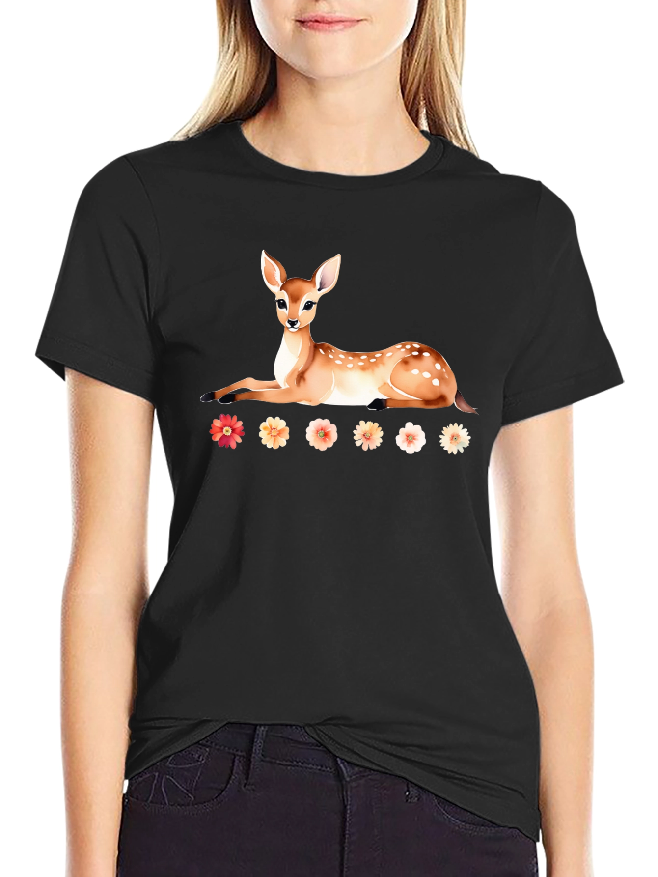 Deer and Floral T-Shirt