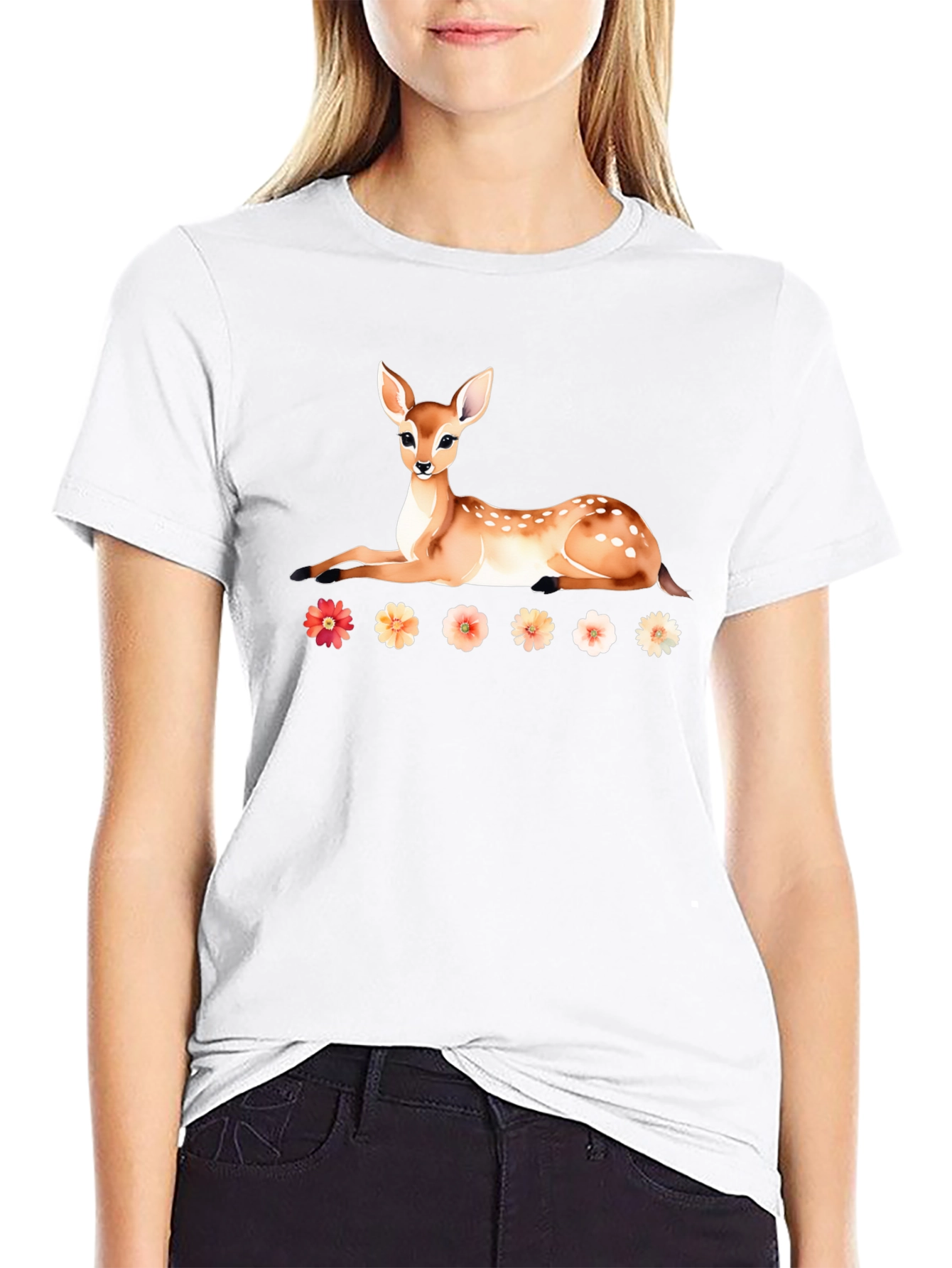 Deer and Floral T-Shirt