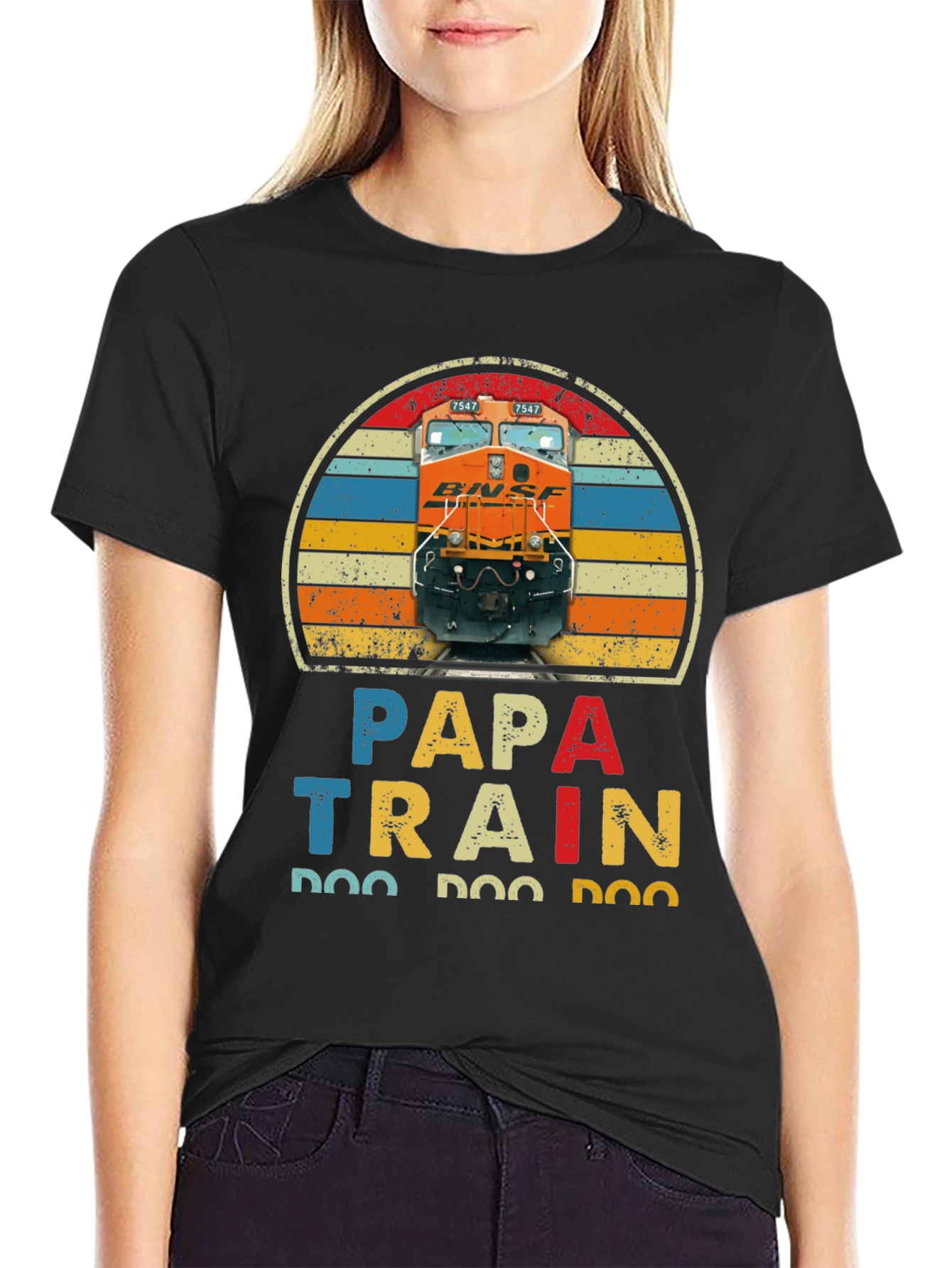 Papa Train T-Shirt - Retro Style Train Lover Tee