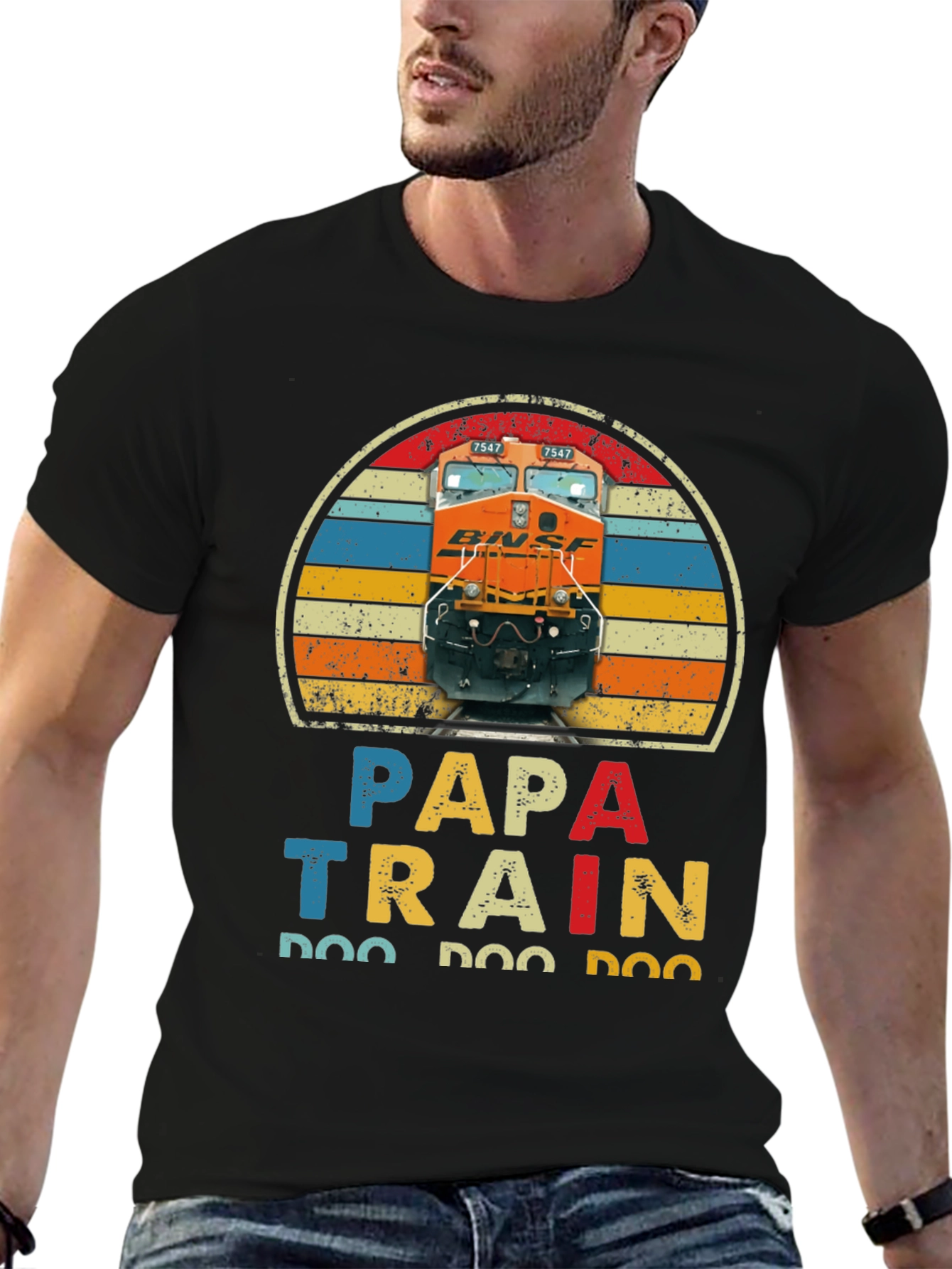 Papa Train T-Shirt - Retro Style Train Lover Tee