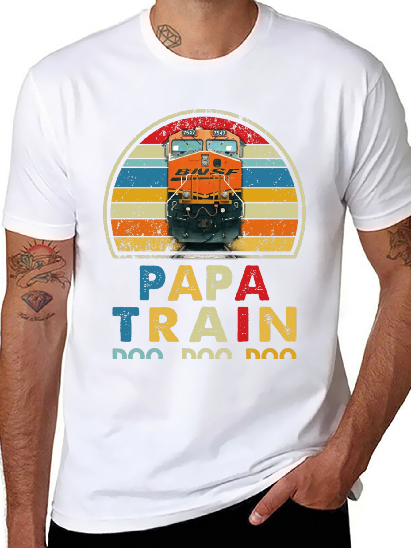 Papa Train T-Shirt - Retro Style Train Lover Tee