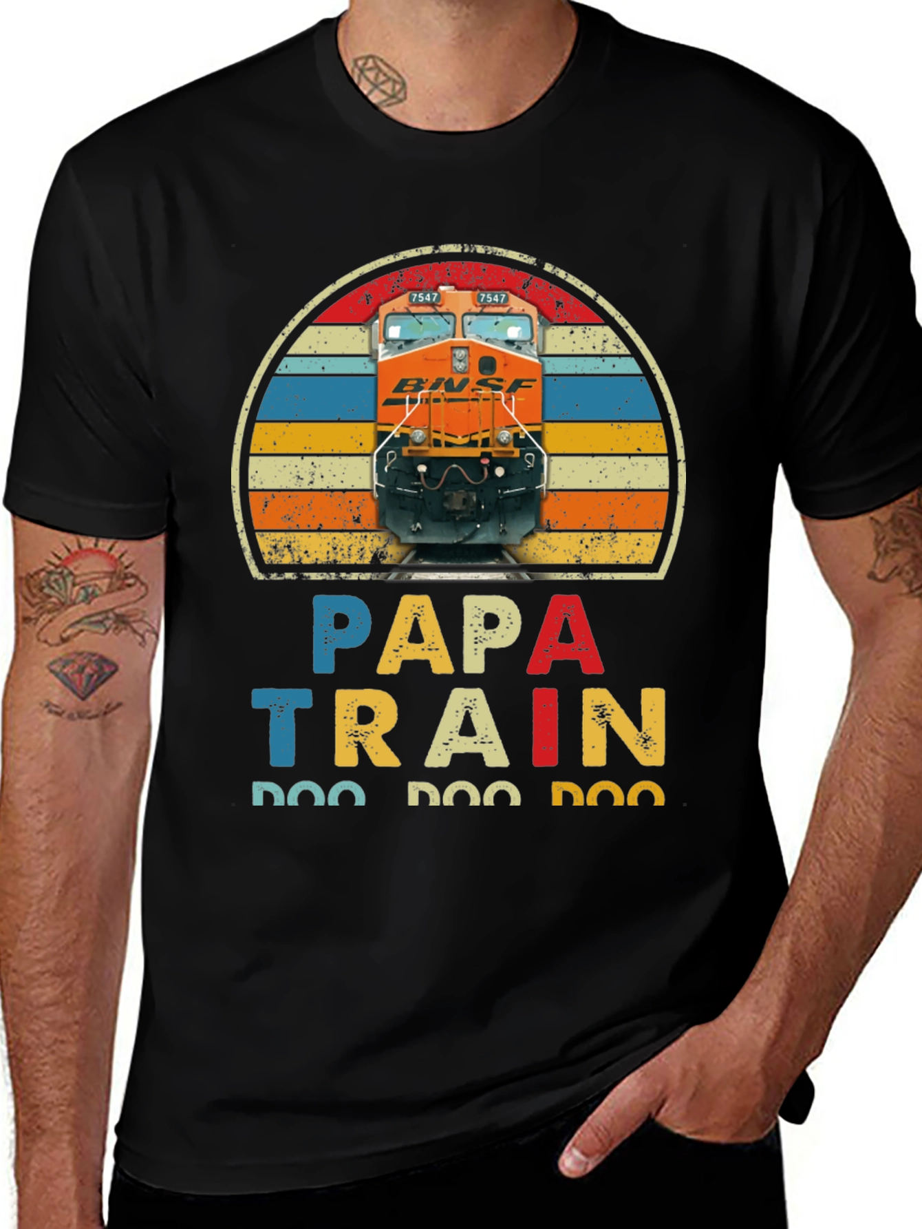 Papa Train T-Shirt - Retro Style Train Lover Tee