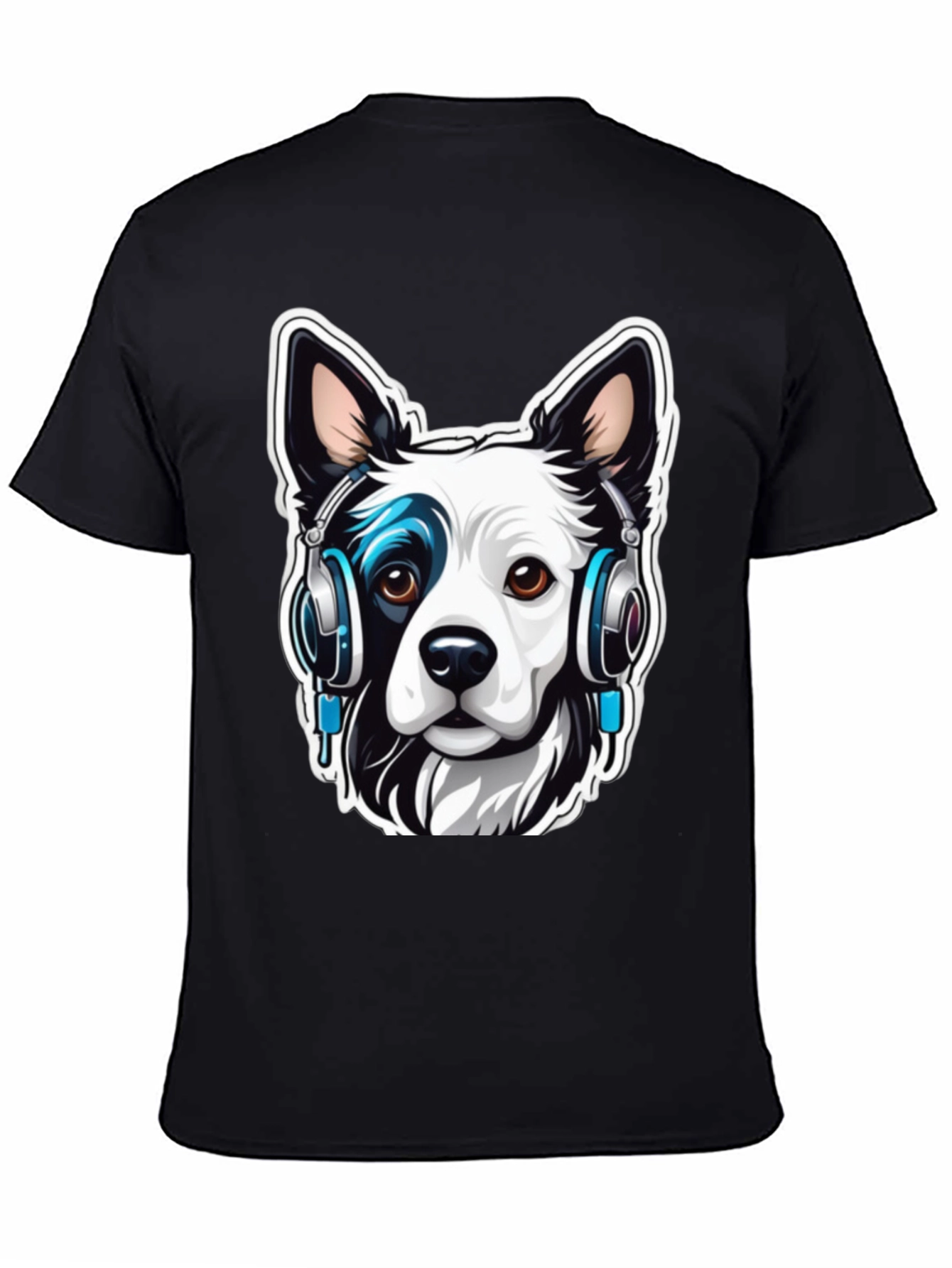 Cool Dog with Headphones Graphic Tee
