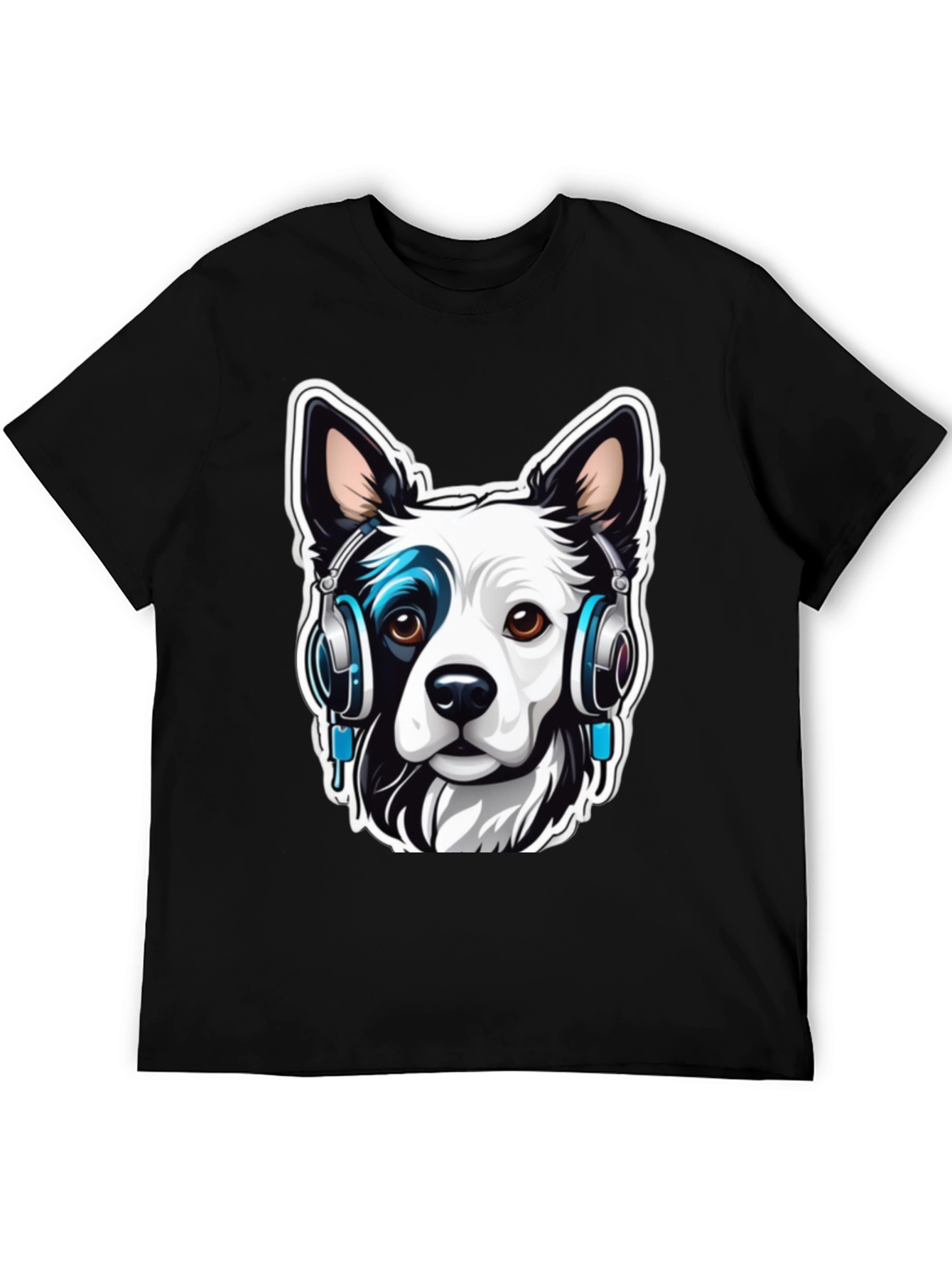 Cool Dog with Headphones Graphic Tee