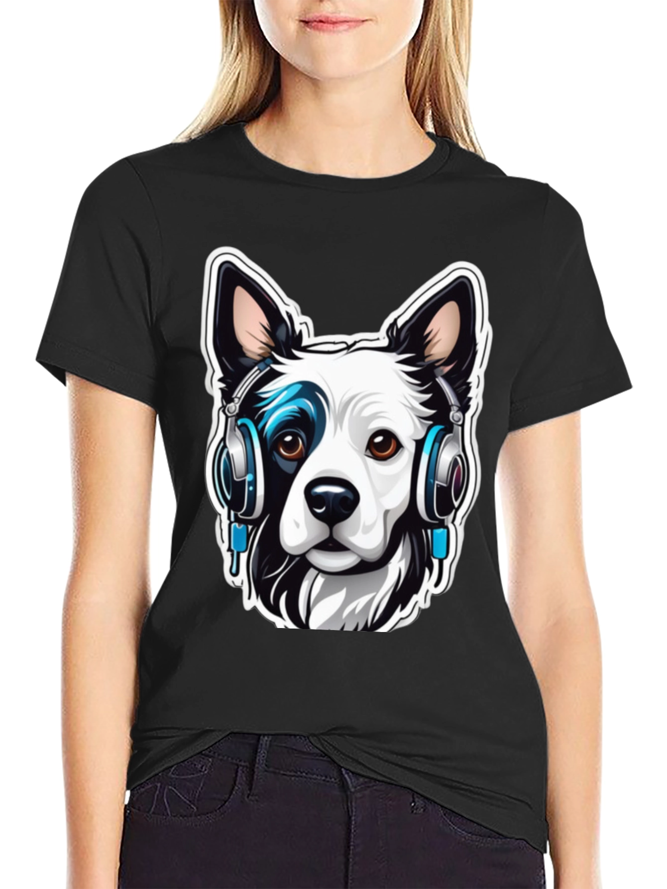 Cool Dog with Headphones Graphic Tee