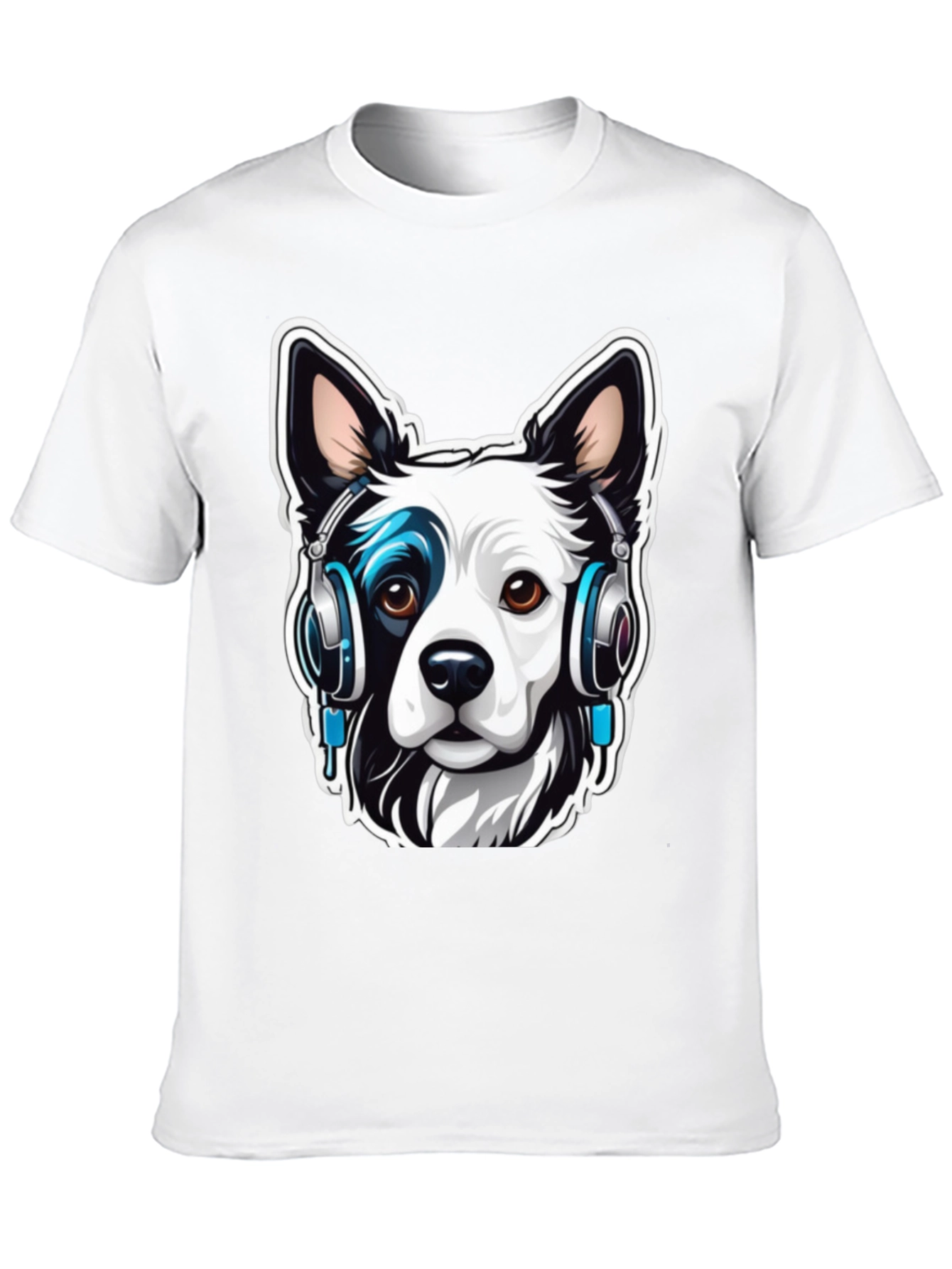 Cool Dog with Headphones Graphic Tee