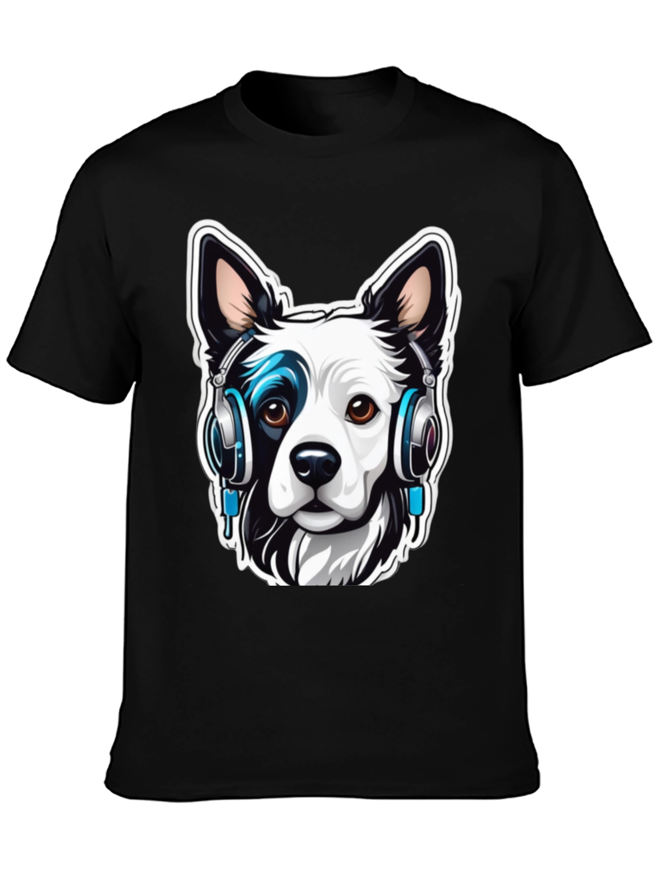 Cool Dog with Headphones Graphic Tee