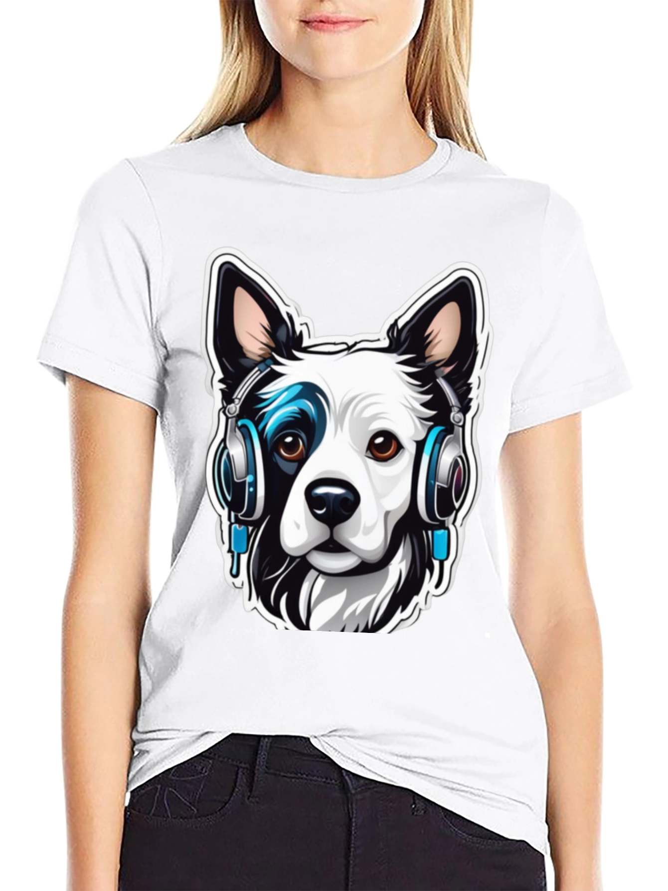 Cool Dog with Headphones Graphic Tee