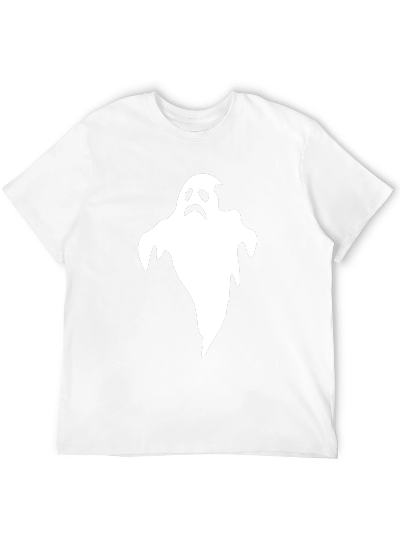 Sad Ghost Graphic T-Shirt - Black Halloween Tee