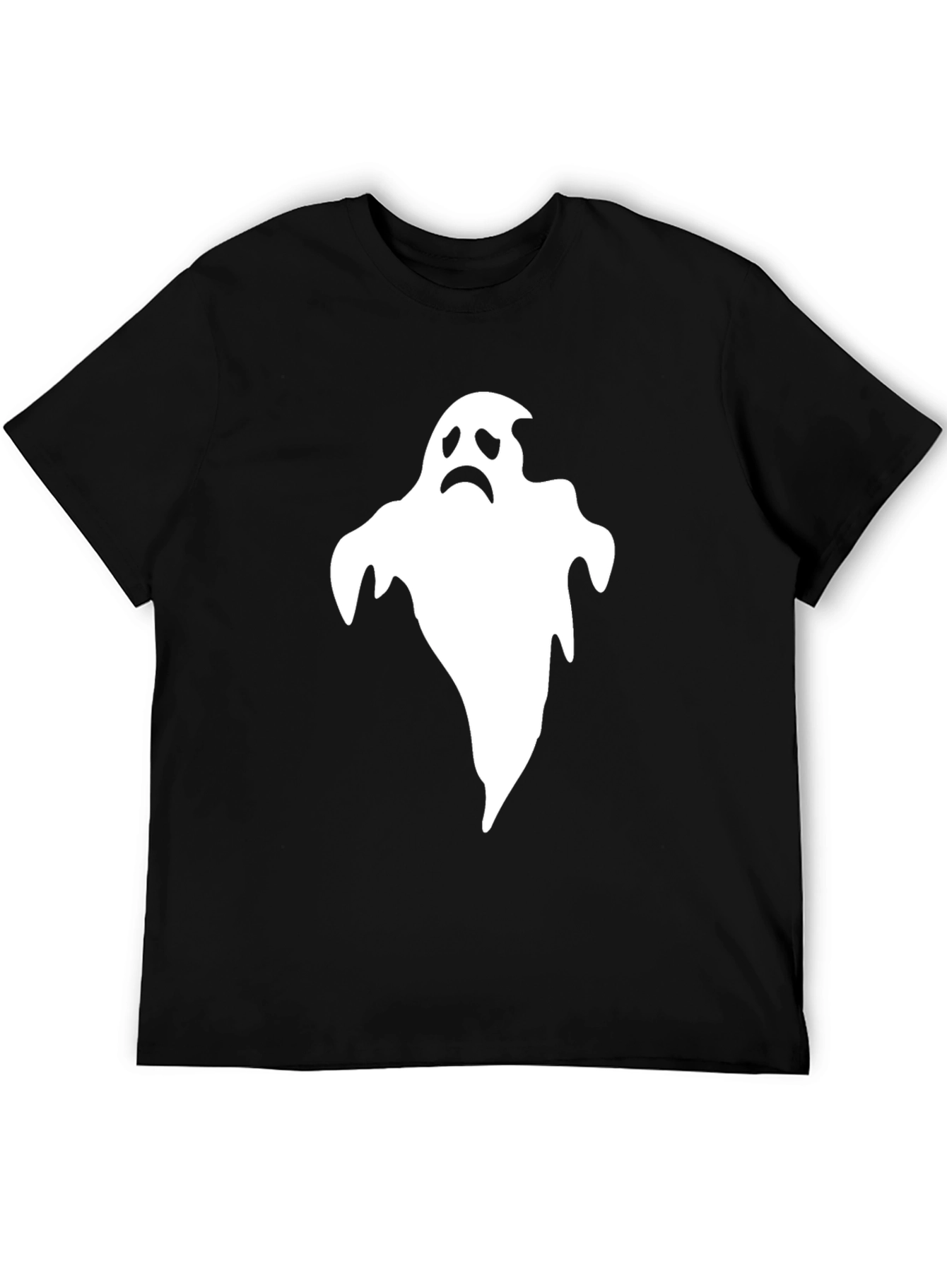 Sad Ghost Graphic T-Shirt - Black Halloween Tee