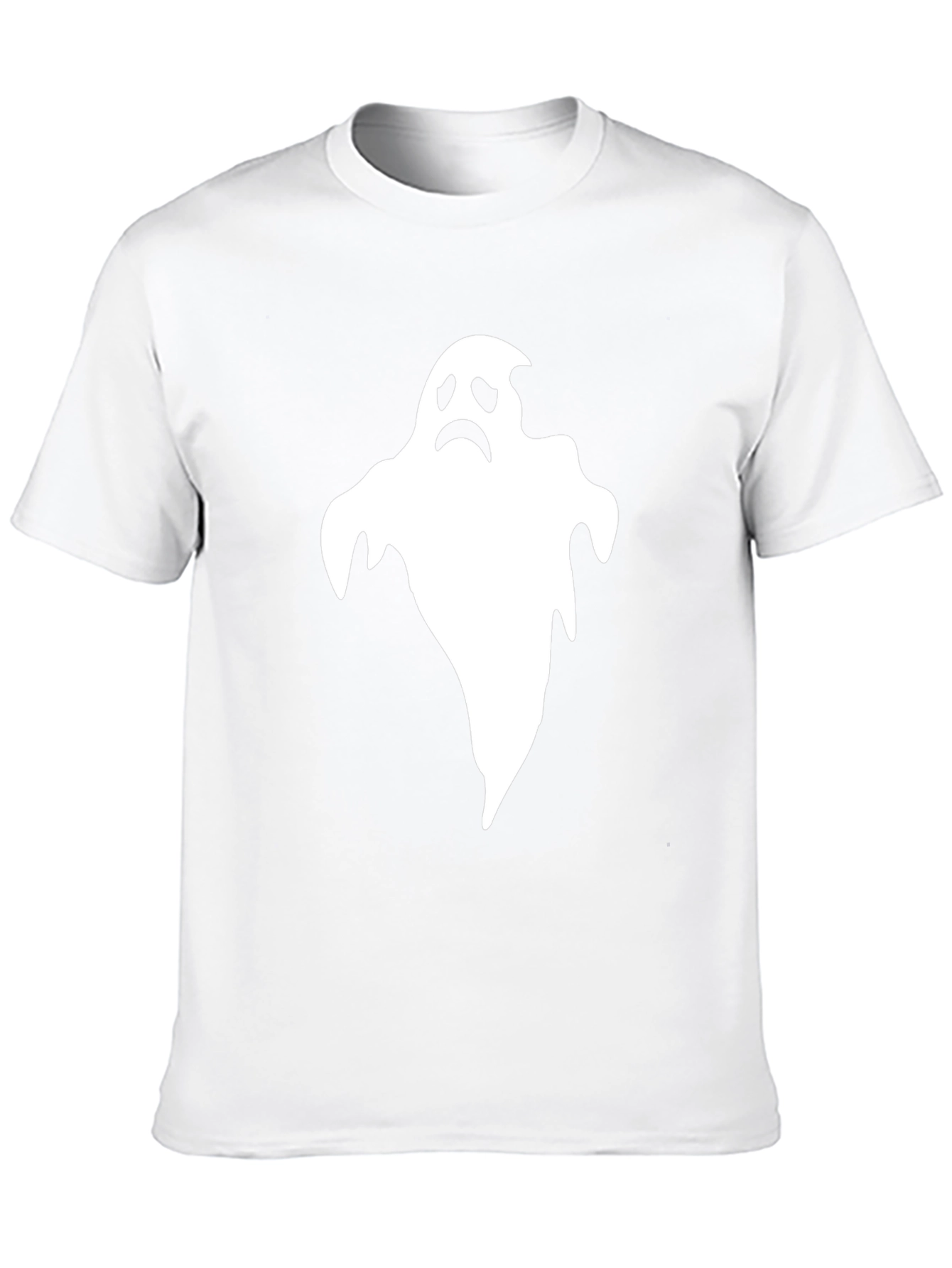 Sad Ghost Graphic T-Shirt - Black Halloween Tee